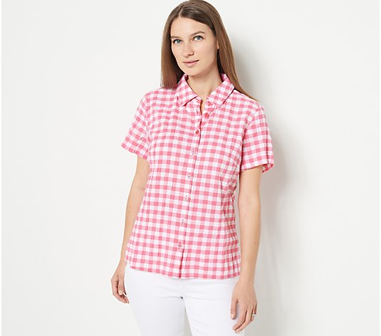 Joan Rivers Gingham Short-Sleeve Shirt