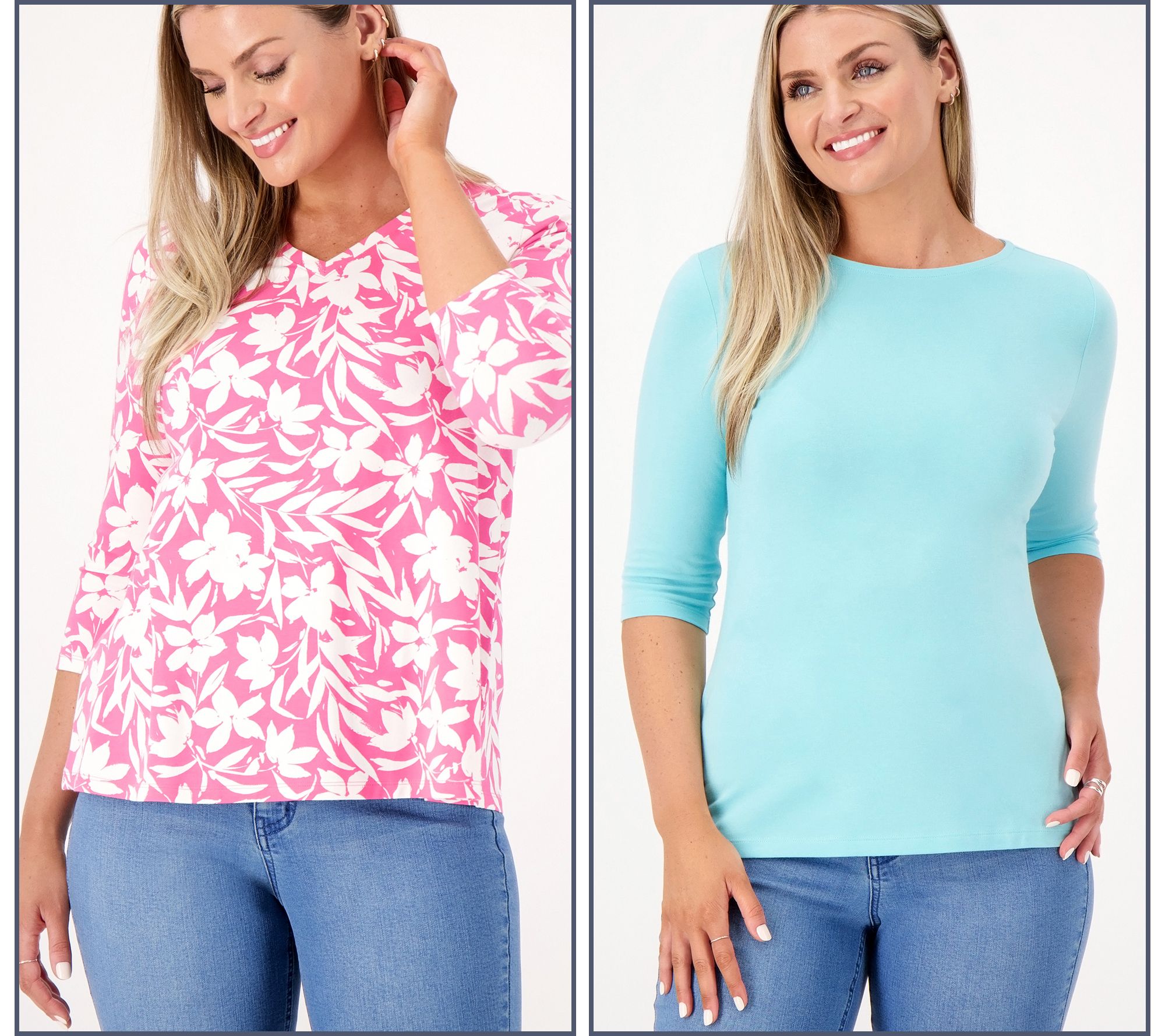 Denim & Co. Essentials Favorite Jersey Set of Two Knit Tops 