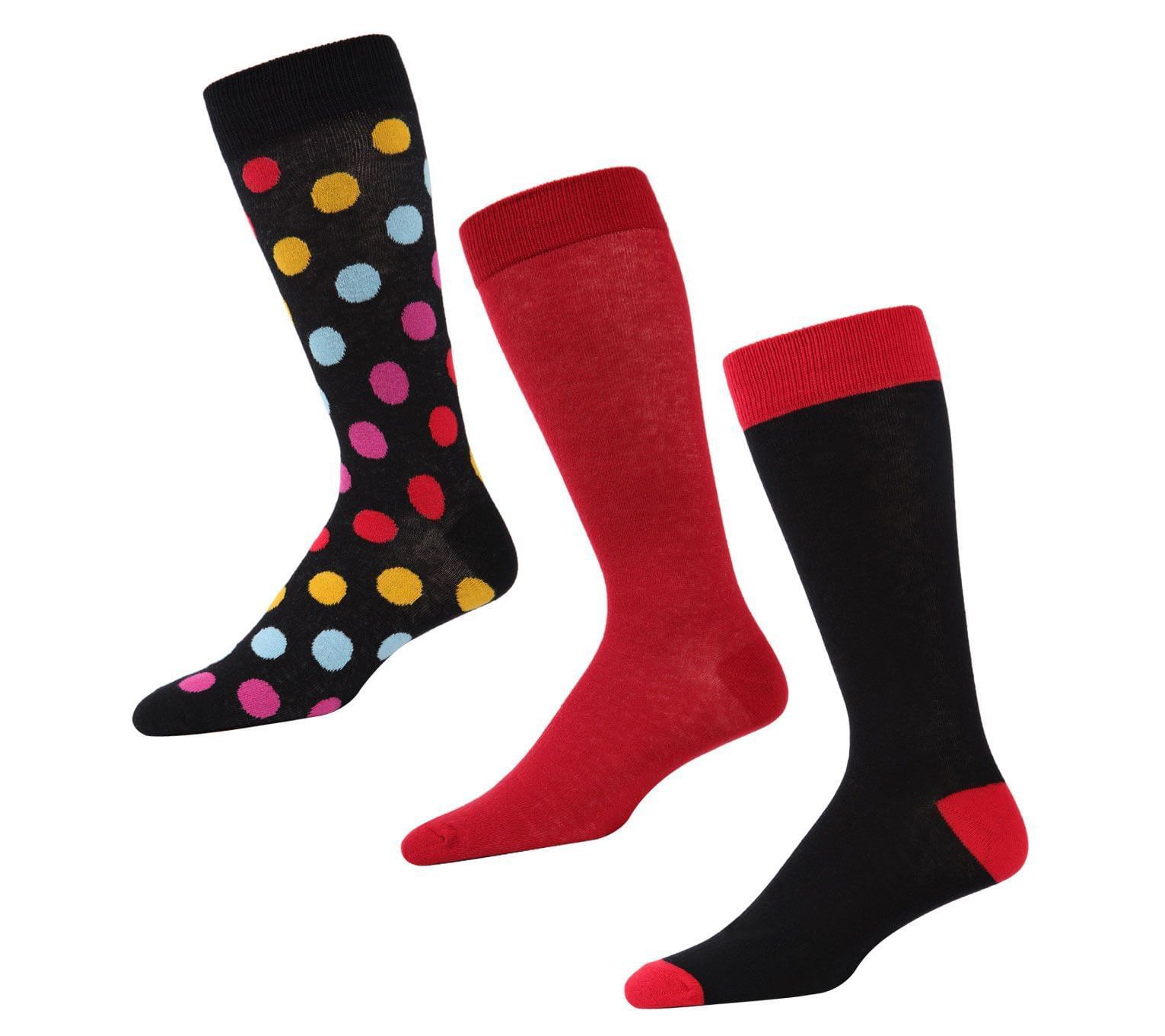 Memoi Men's Dotagonal Cotton Blend 3 Pack Crew Socks