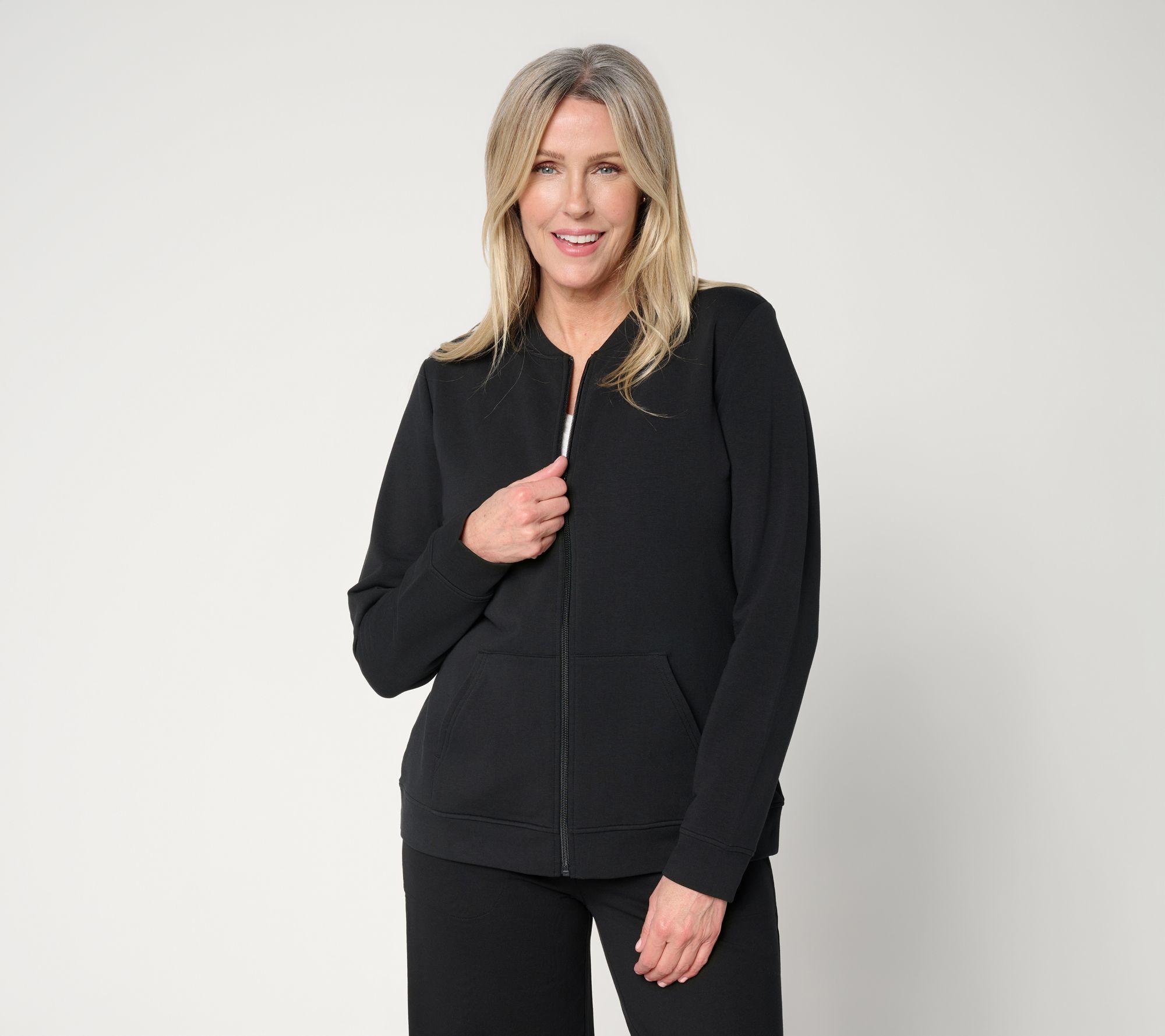 Denim & Co. Active French Terry Zip Jacket w/ Kangaroo Pocket