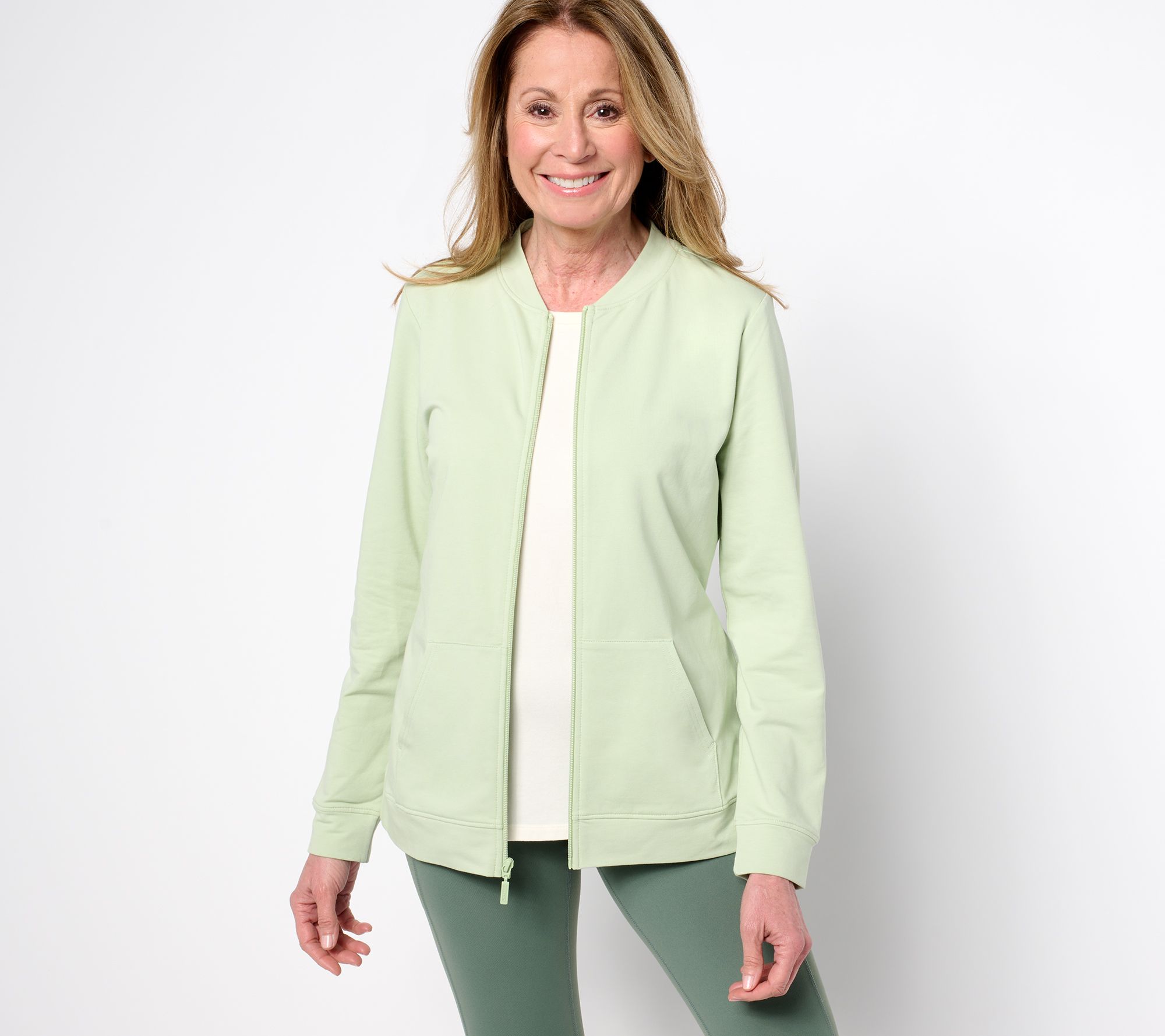 Denim & Co. Active French Terry Zip Jacket w/ Kangaroo Pocket