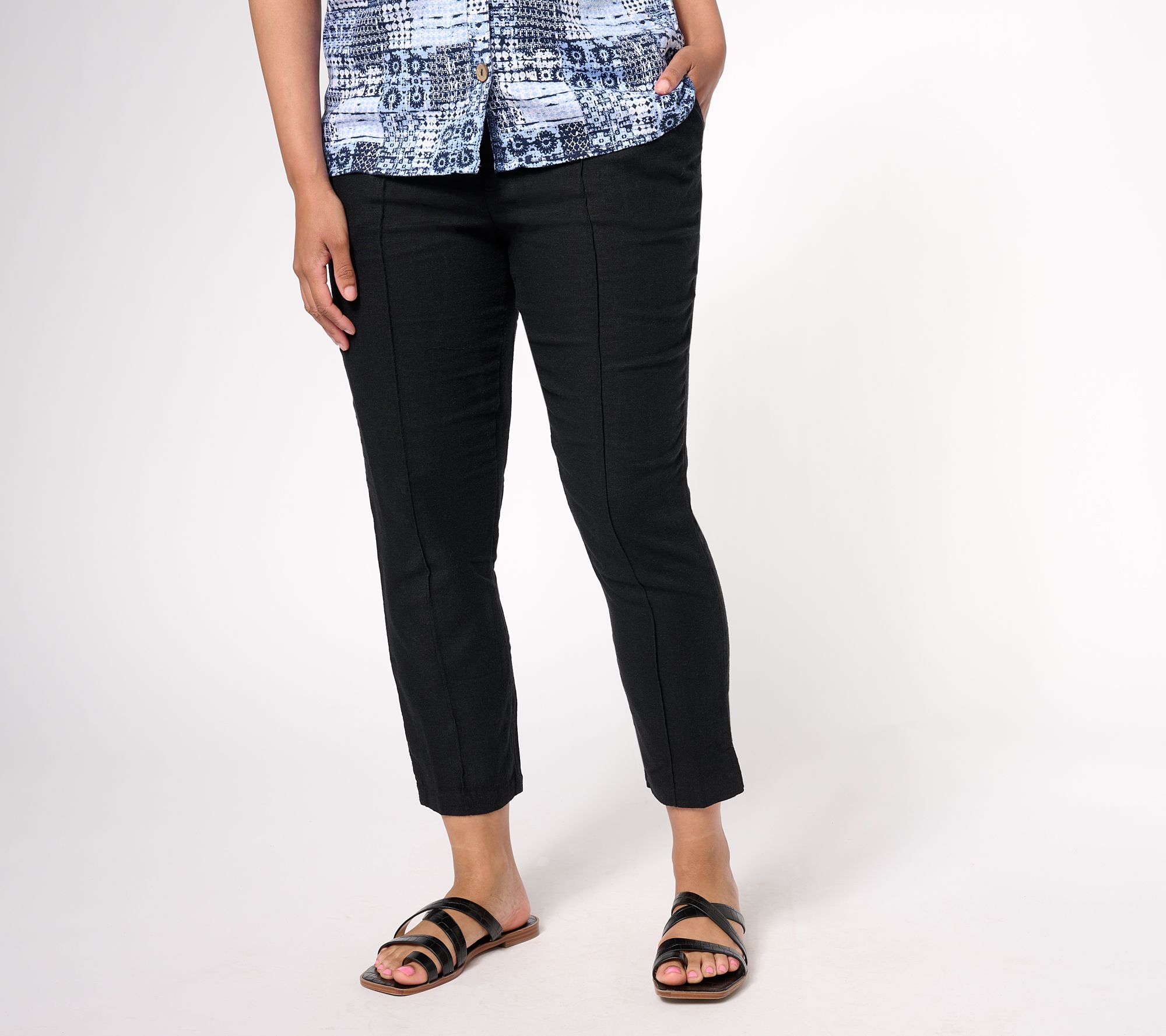 Joan Rivers Petite Linen Resort Ankle Pant