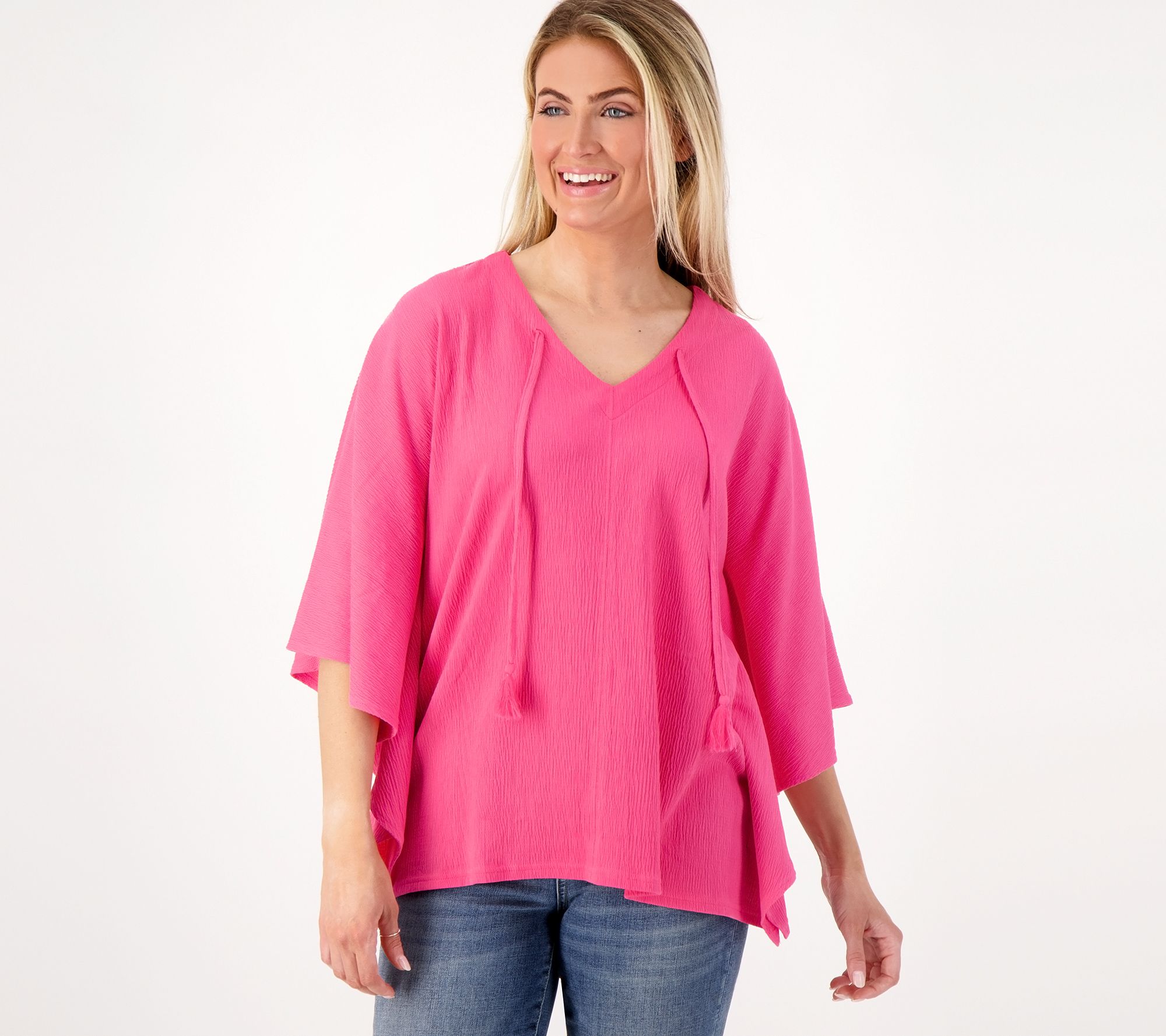 Belle by Kim Gravel Packabelle Poncho with Tassels - QVC.com