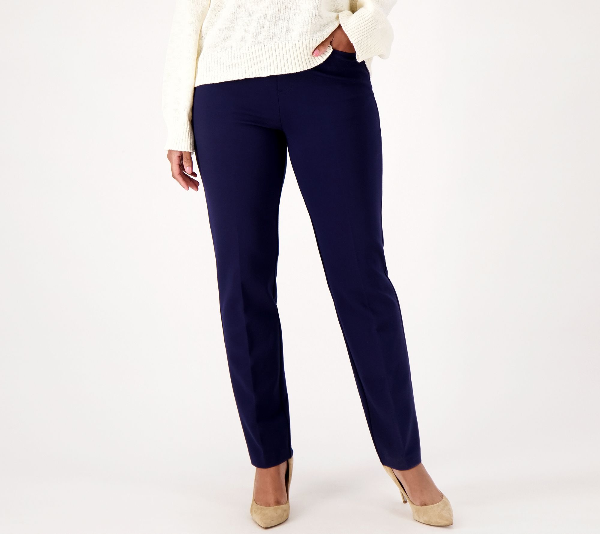"As Is" Susan Graver Petite Smart Ponte Knit Slim Leg Pant