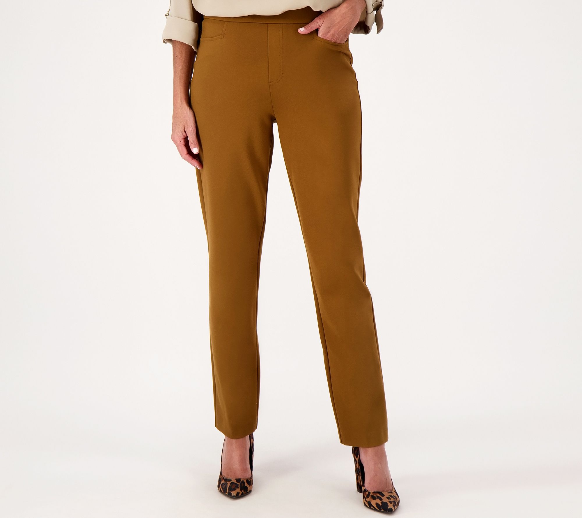 "As Is" Susan Graver Petite Smart Ponte Knit Slim Leg Pant