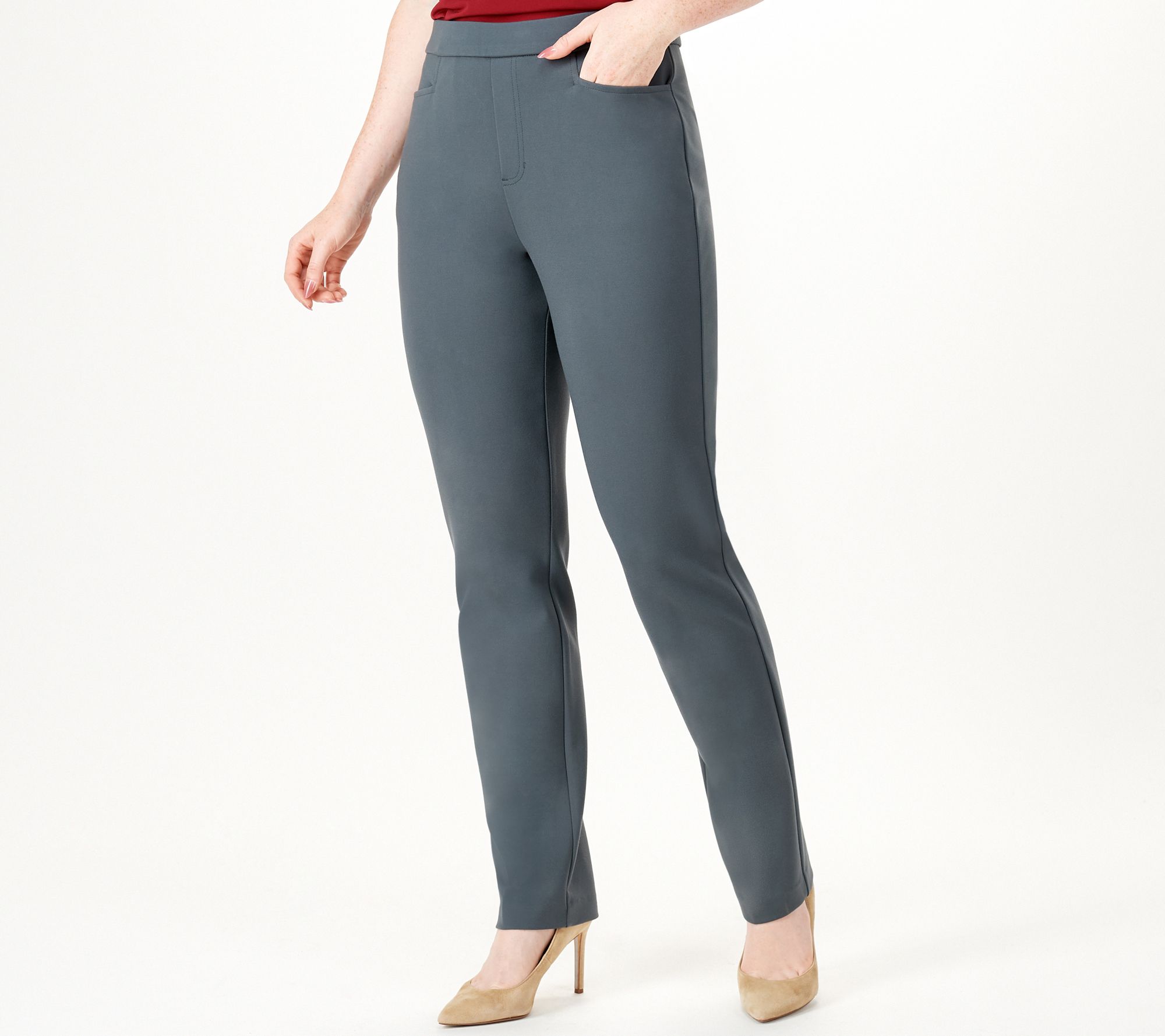"As Is" Susan Graver Petite Smart Ponte Knit Slim Leg Pant