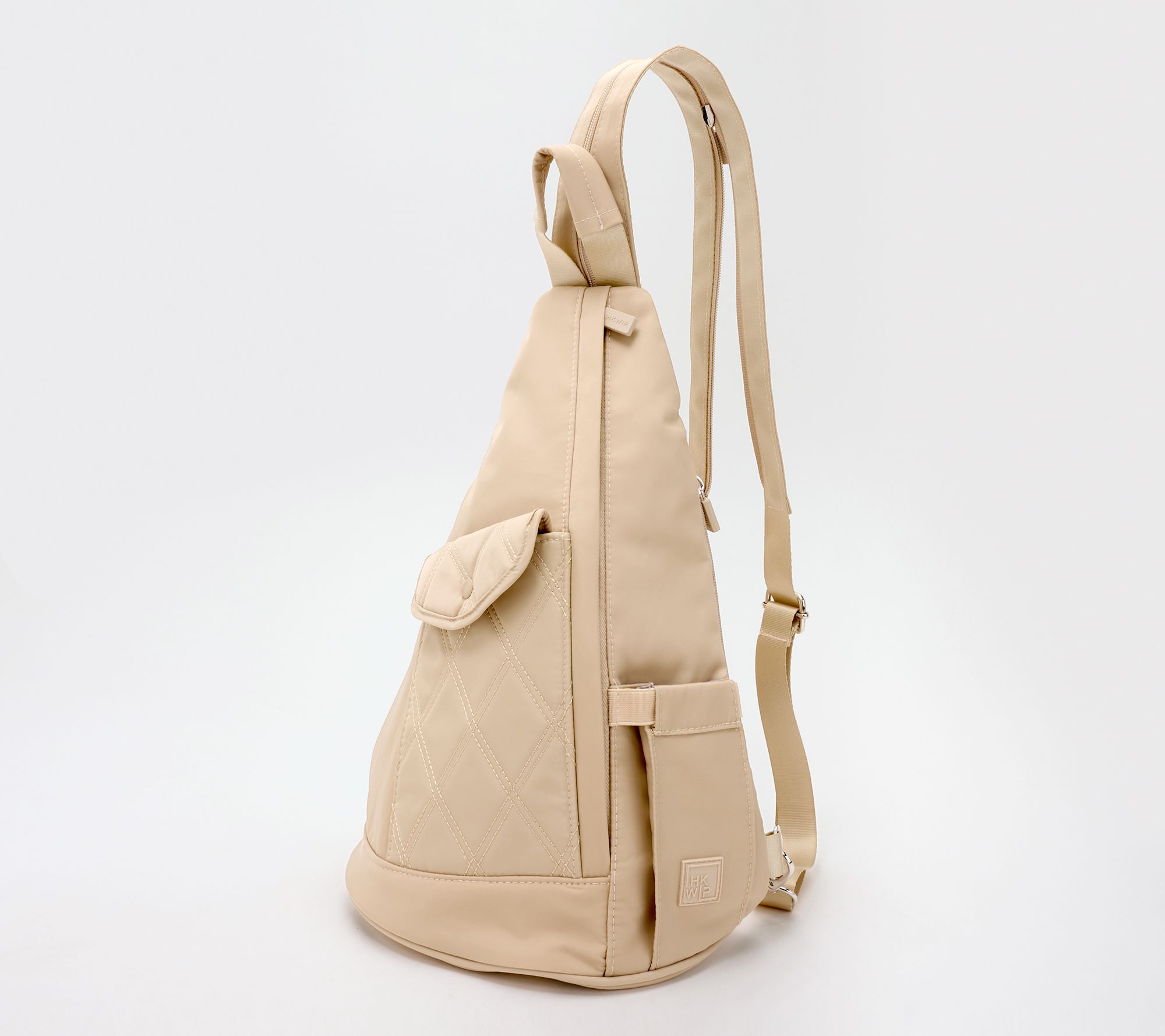 Rejuvenate - Quilted Nylon Sling Backpack - Mauve