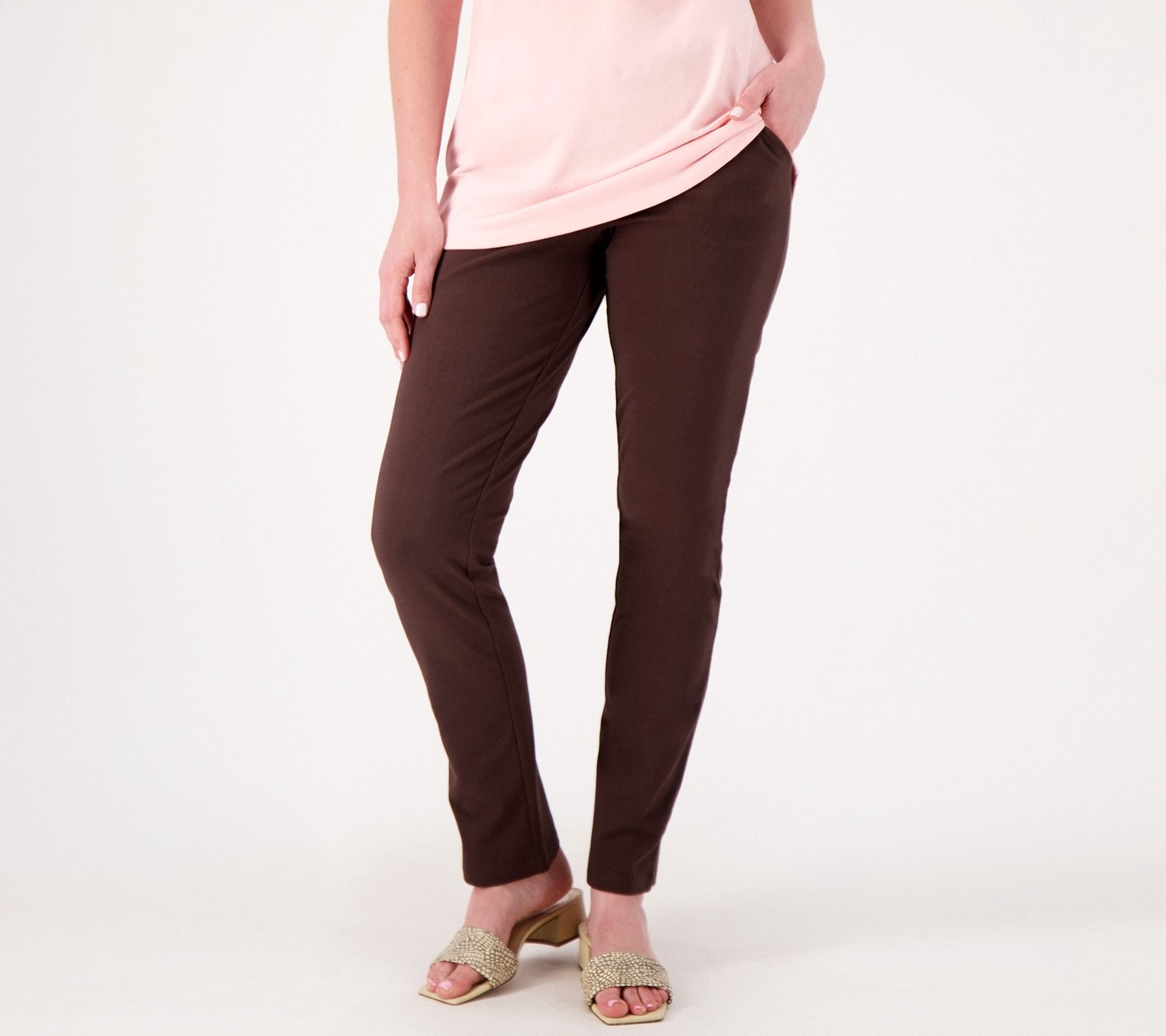 "As Is" Denim & Co. Active Regular Duo Stretch Slim Straight Pants