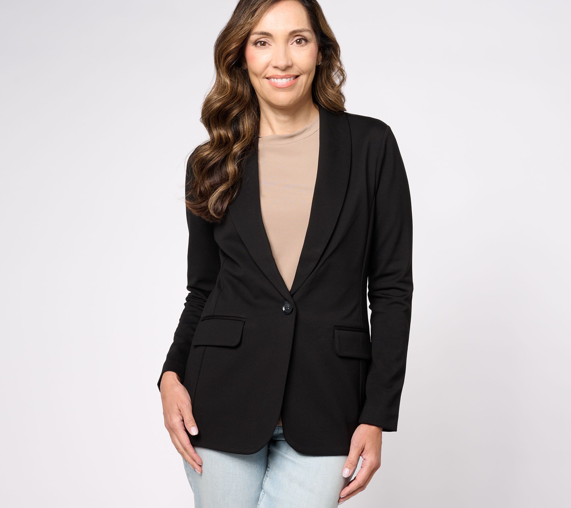 Tailored by Susan Graver Regular Smart Ponte Knit Blazer