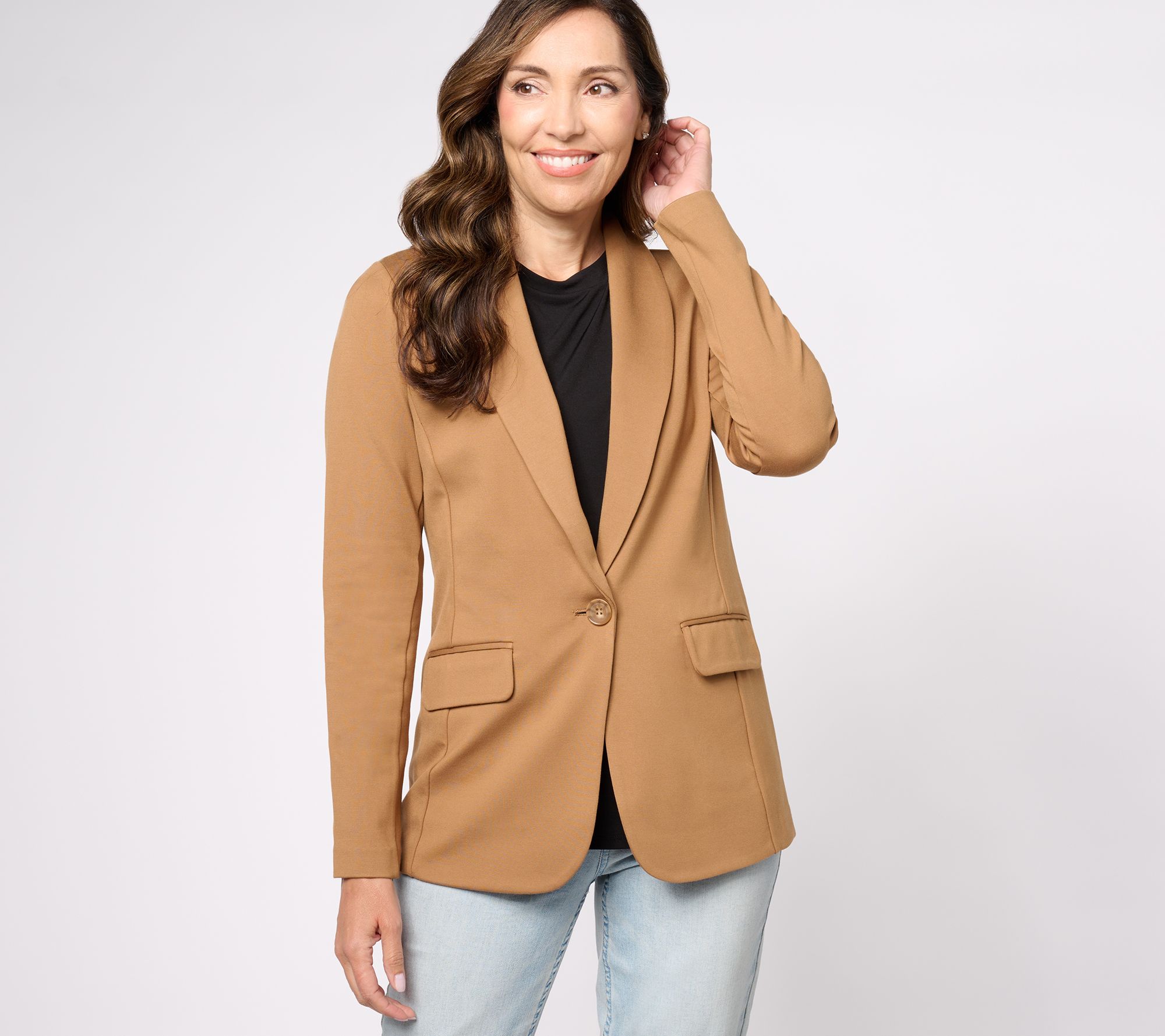 Tailored by Susan Graver Regular Smart Ponte Knit Blazer