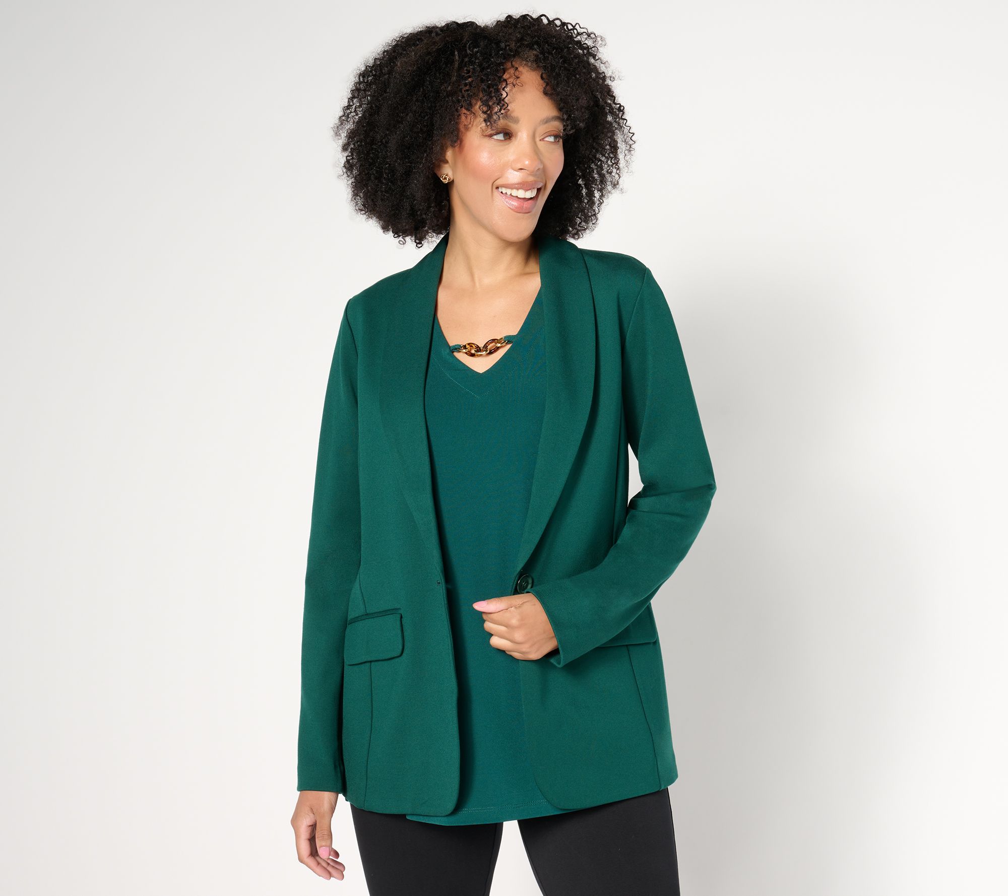 Tailored by Susan Graver Regular Smart Ponte Knit Blazer