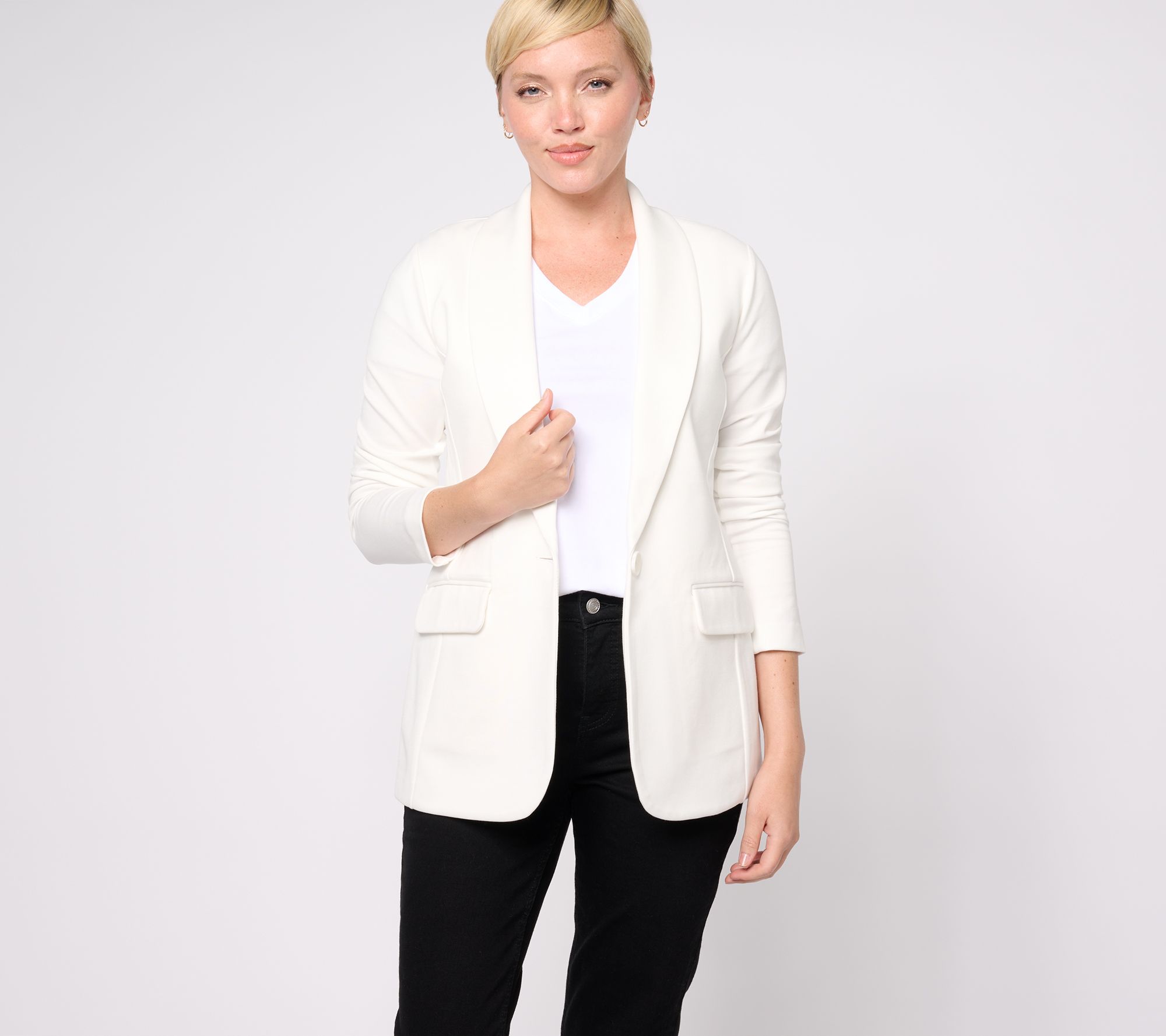 Tailored by Susan Graver Regular Smart Ponte Knit Blazer