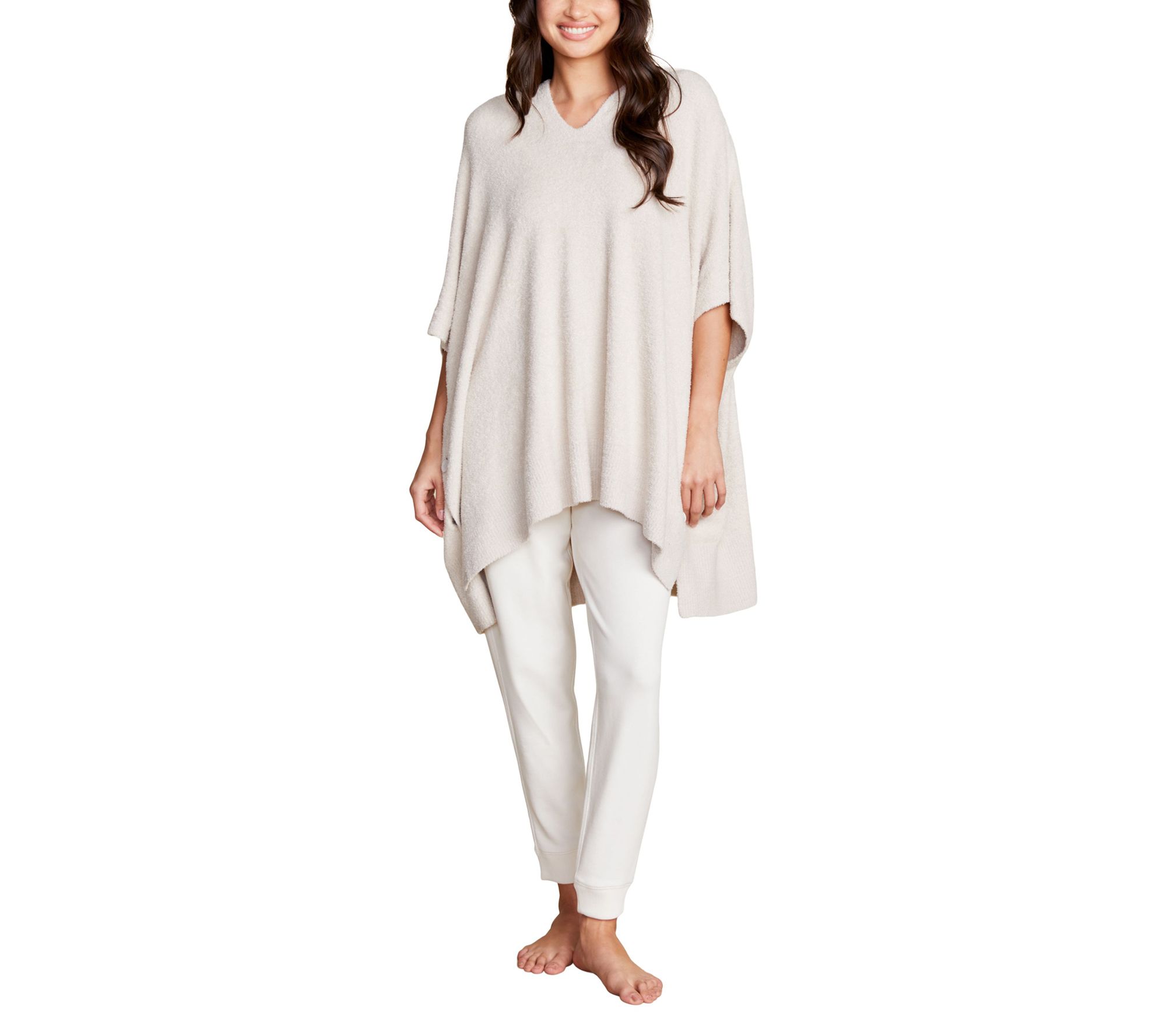 Barefoot Dreams CozyChic Lite Hooded Poncho - QVC.com