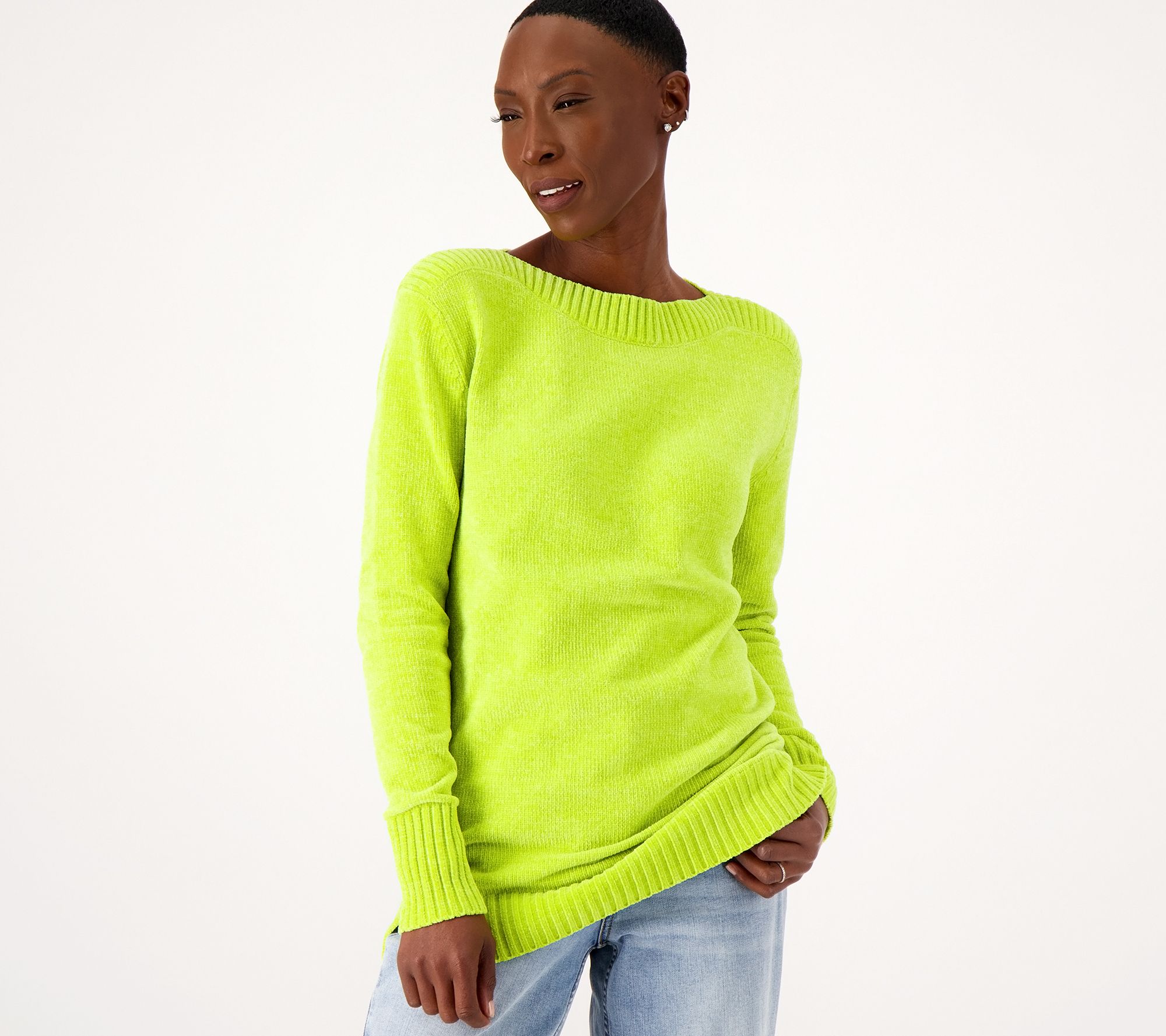 "As Is" Belle by Kim Gravel Chenille Boatneck Sweater