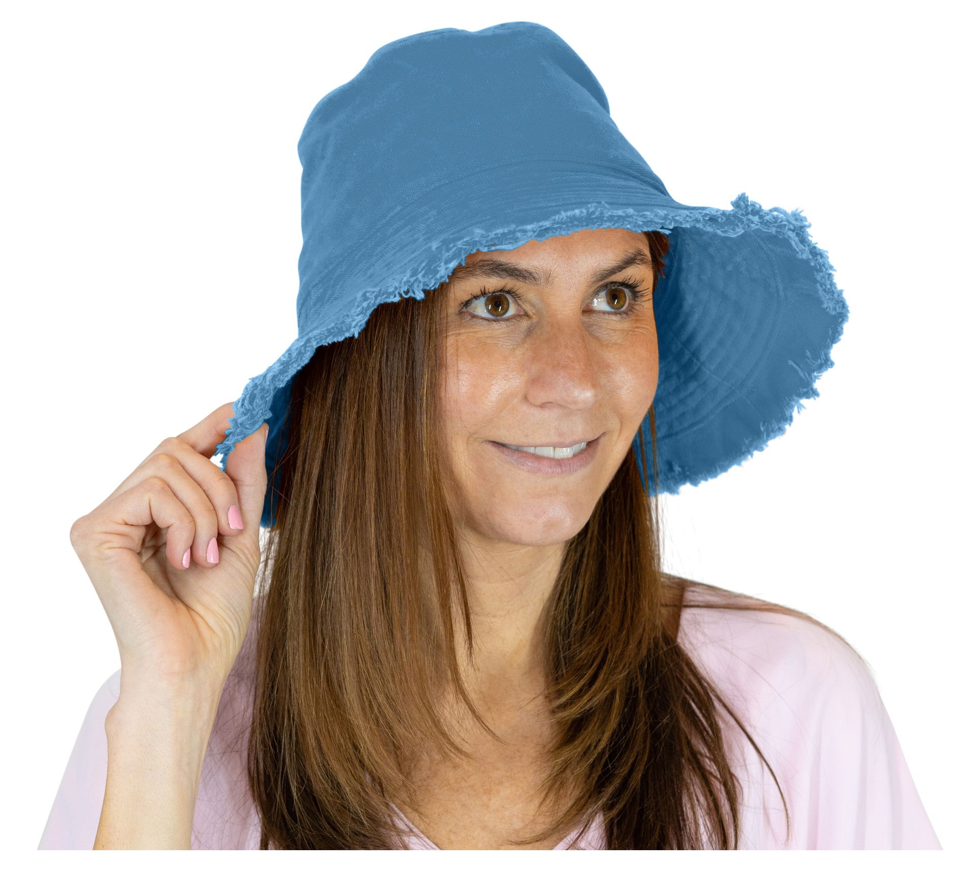 Sprigs Bucket Hat with Fray Edges & AdjustableRibbon Tie