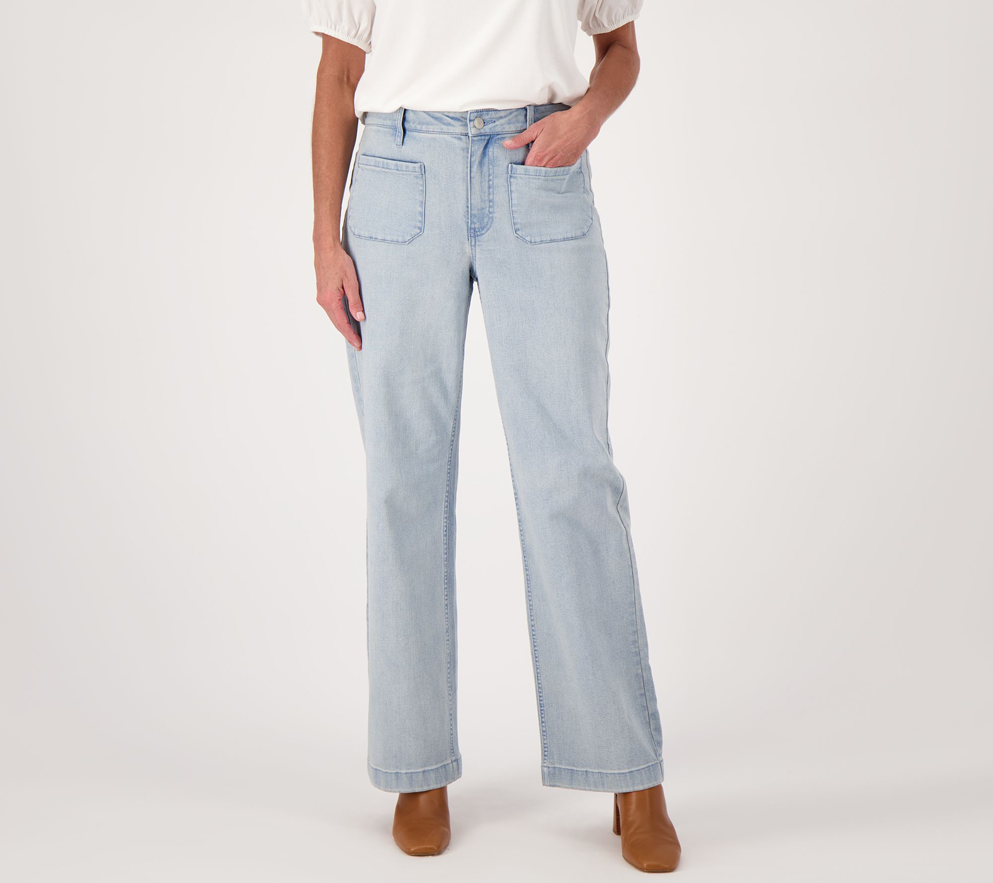 "As Is" Candace Cameron Bure Front Patch Pocket Wide Leg Jean