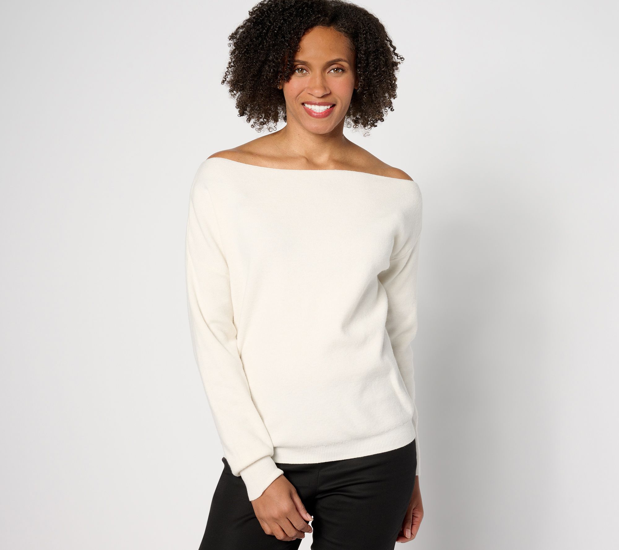 Draped Top with Shoulder Pads - Cream - Ladies