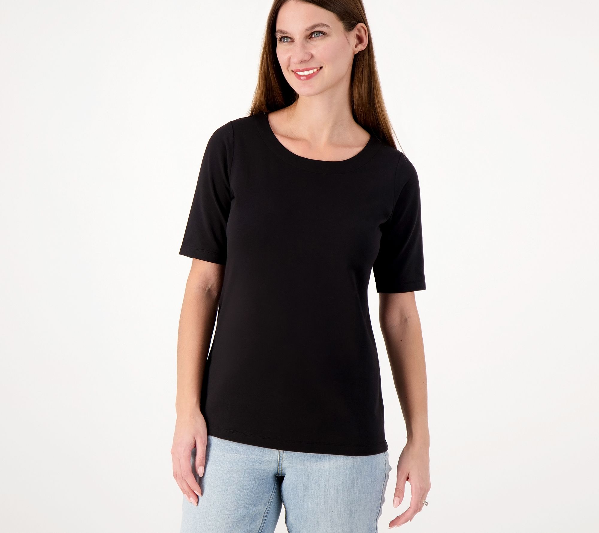 "As Is" Susan Graver Weekend Essentials Cotton Modal Ballet-Neck Top