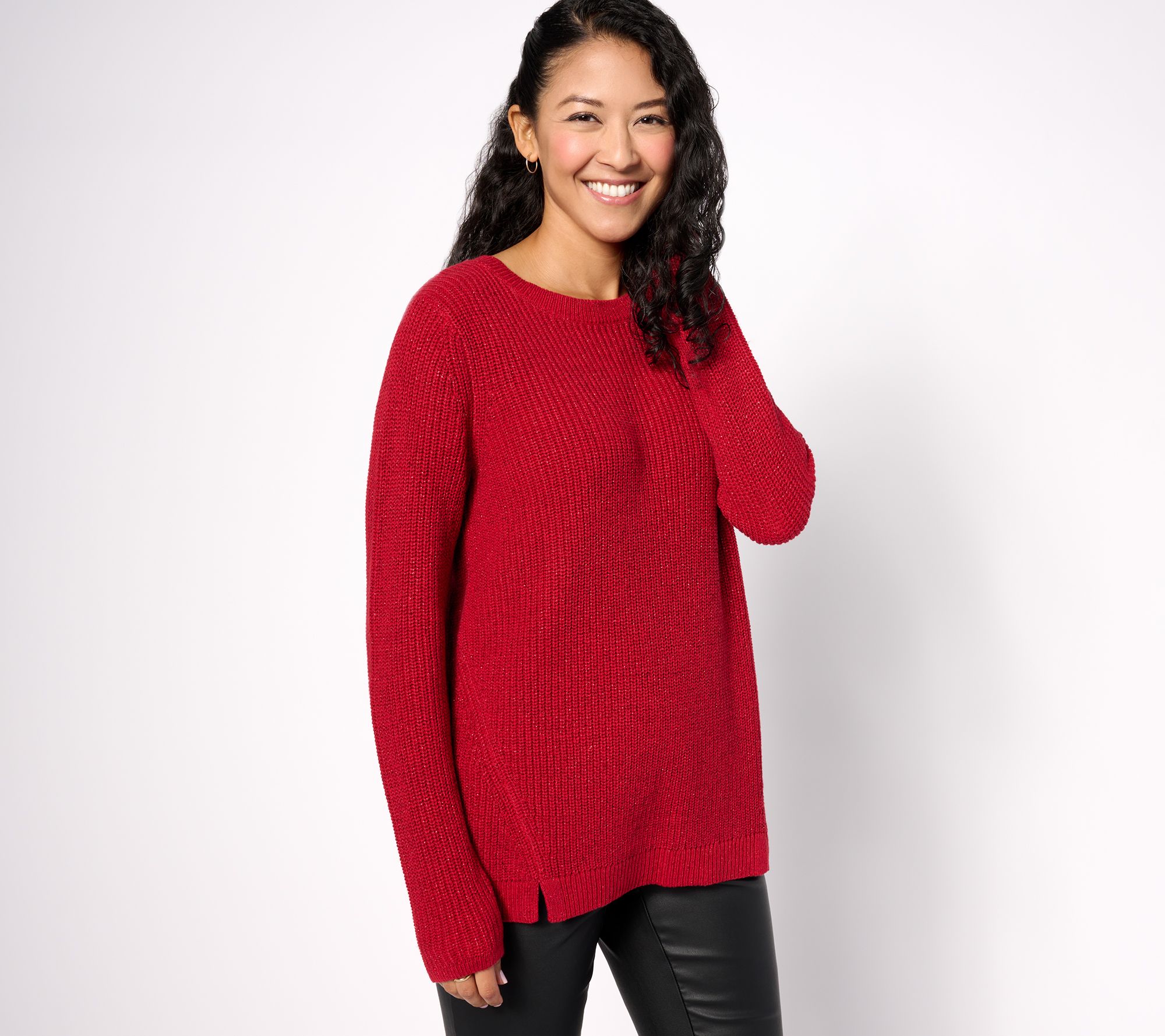 "As Is" Jingle Belles by Kim Gravel Lurex Shaker Double Split Sweater