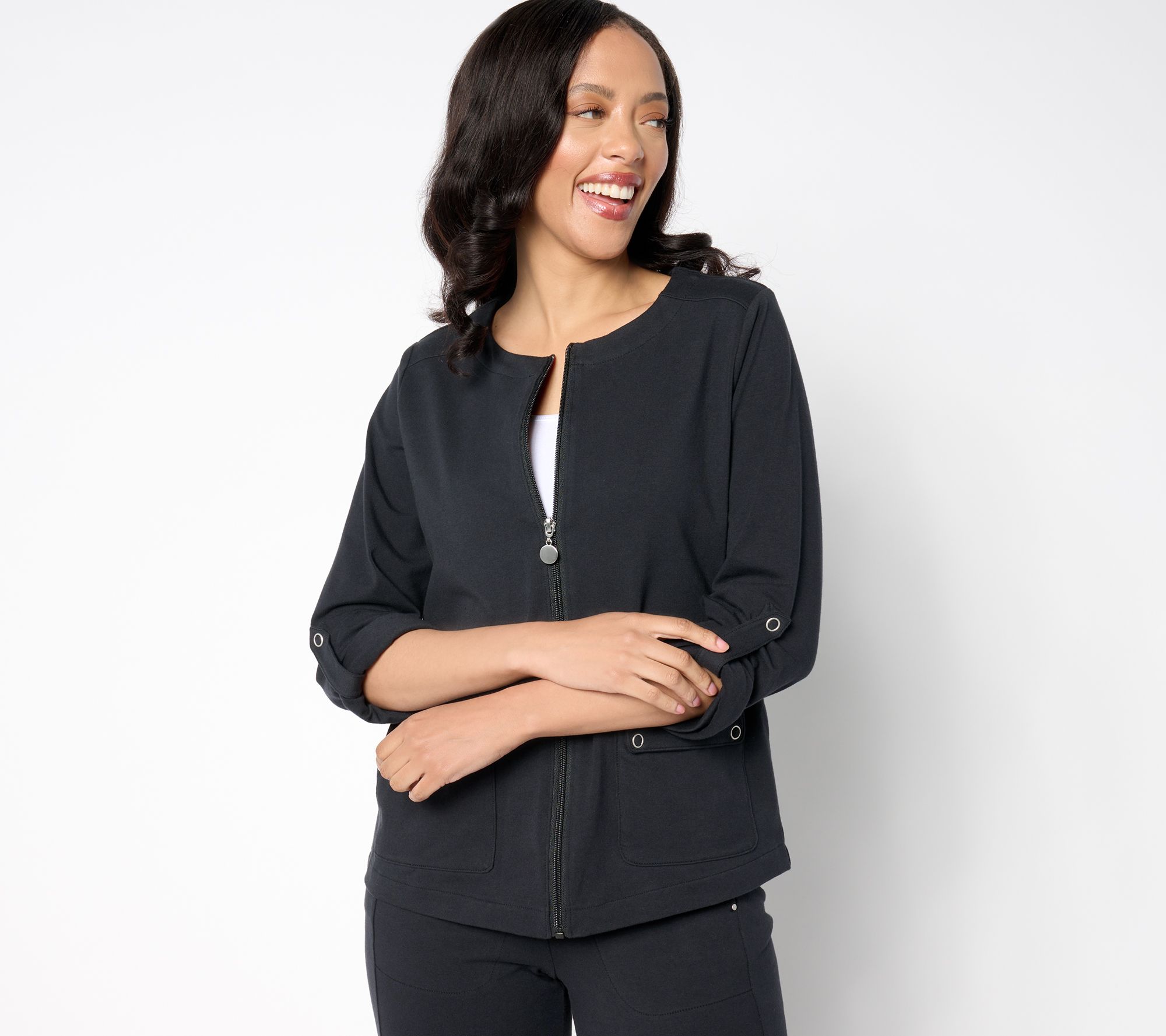 Sport savvy Stretch Jersey Collarless Jacket