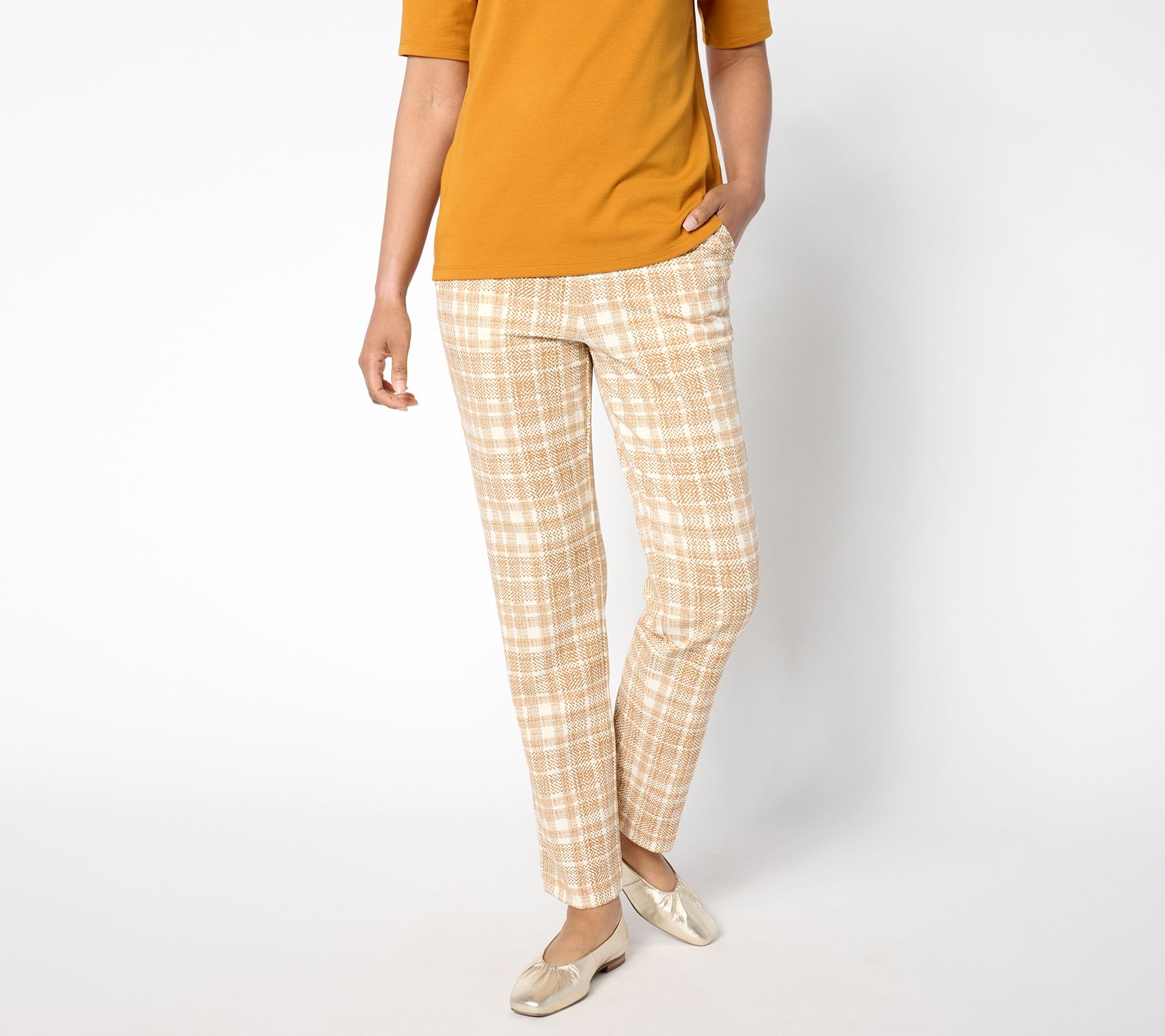 Isaac Mizrahi Live! Regular Printed Scuba Crepe Slim Straight Pants