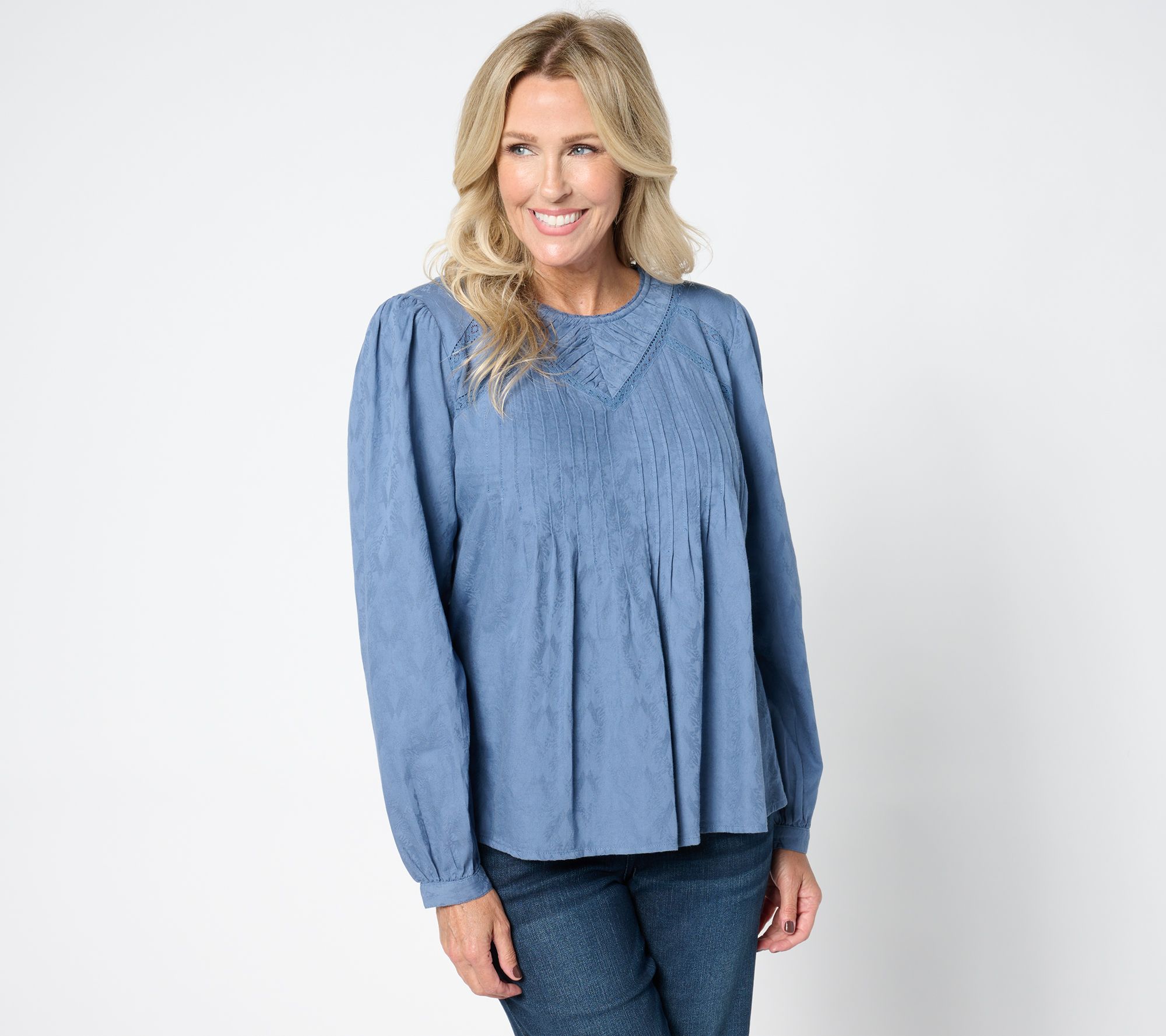 Me by Jennie Garth Bay Woven Blouse with Pleating