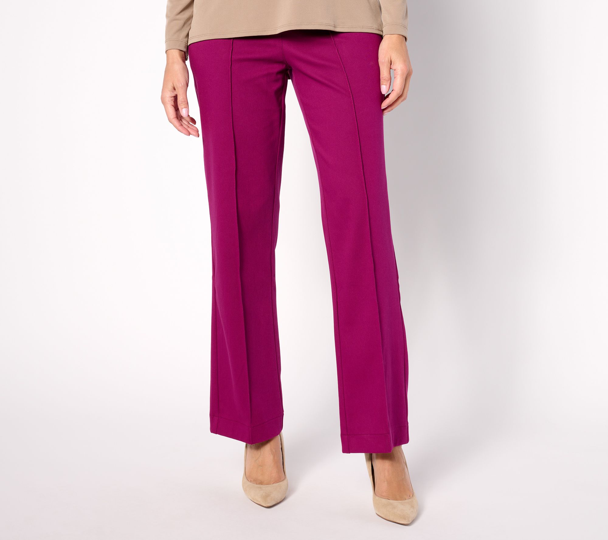 "As Is" Denim & Co. Signature Reg Easy Flex Twill Wide Leg Pull-On Trouser