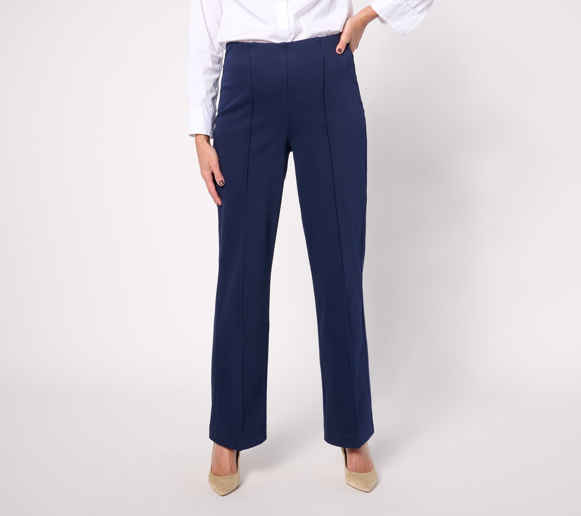 "As Is" Denim & Co. Signature Reg Easy Flex Twill Wide Leg Pull-On Trouser