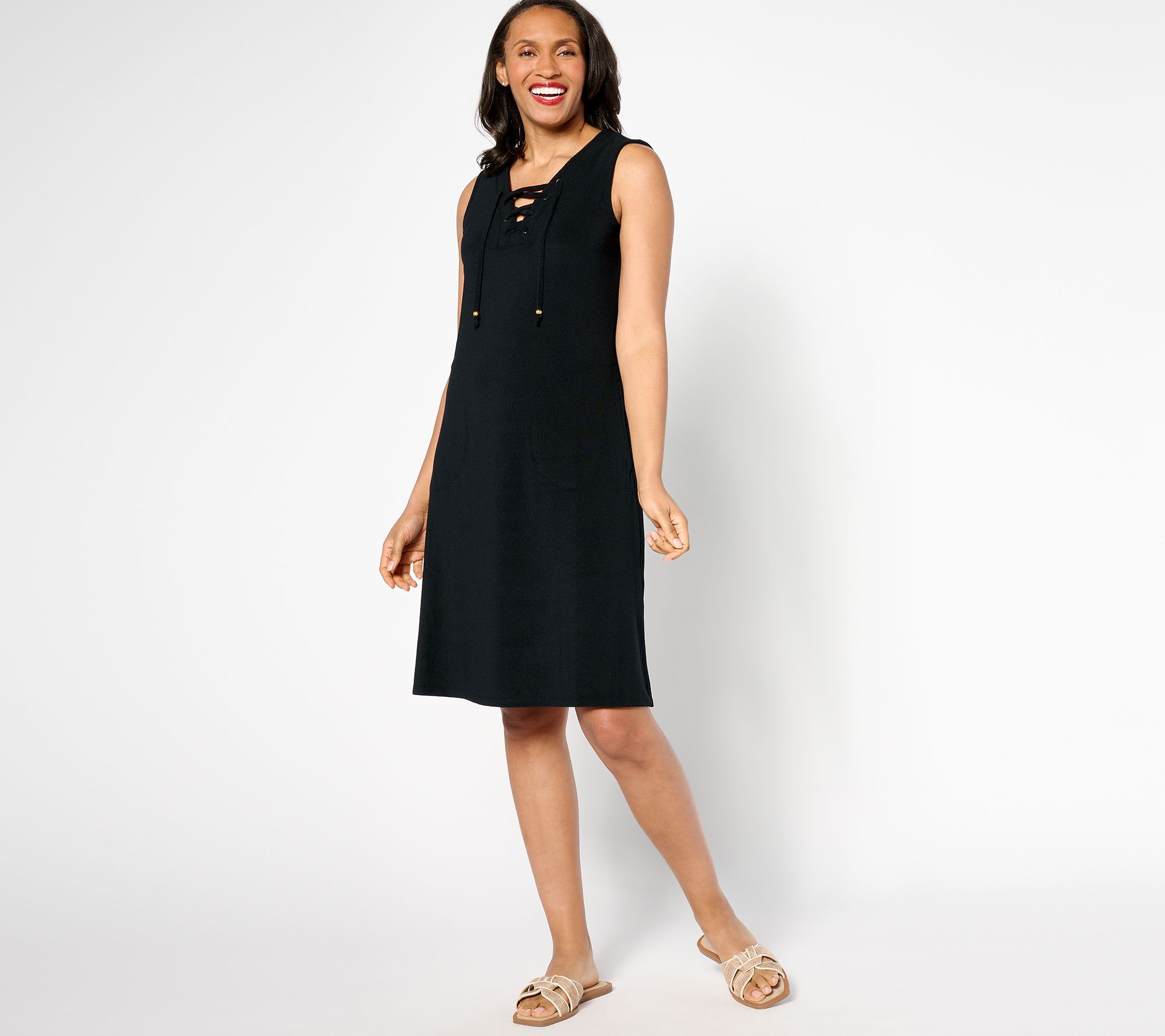 "As Is" Susan Graver Soleil French Terry Lace Up Coverup