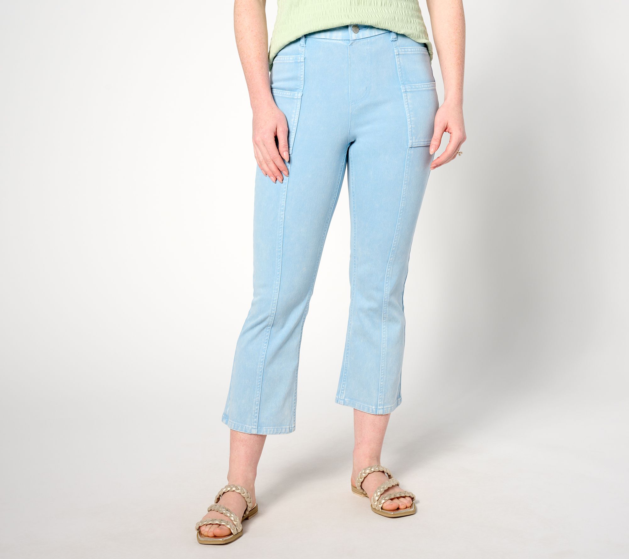 "As Is" Denim & Co. Canyon Retreat Knit Denim Crop Kick Flare Jean