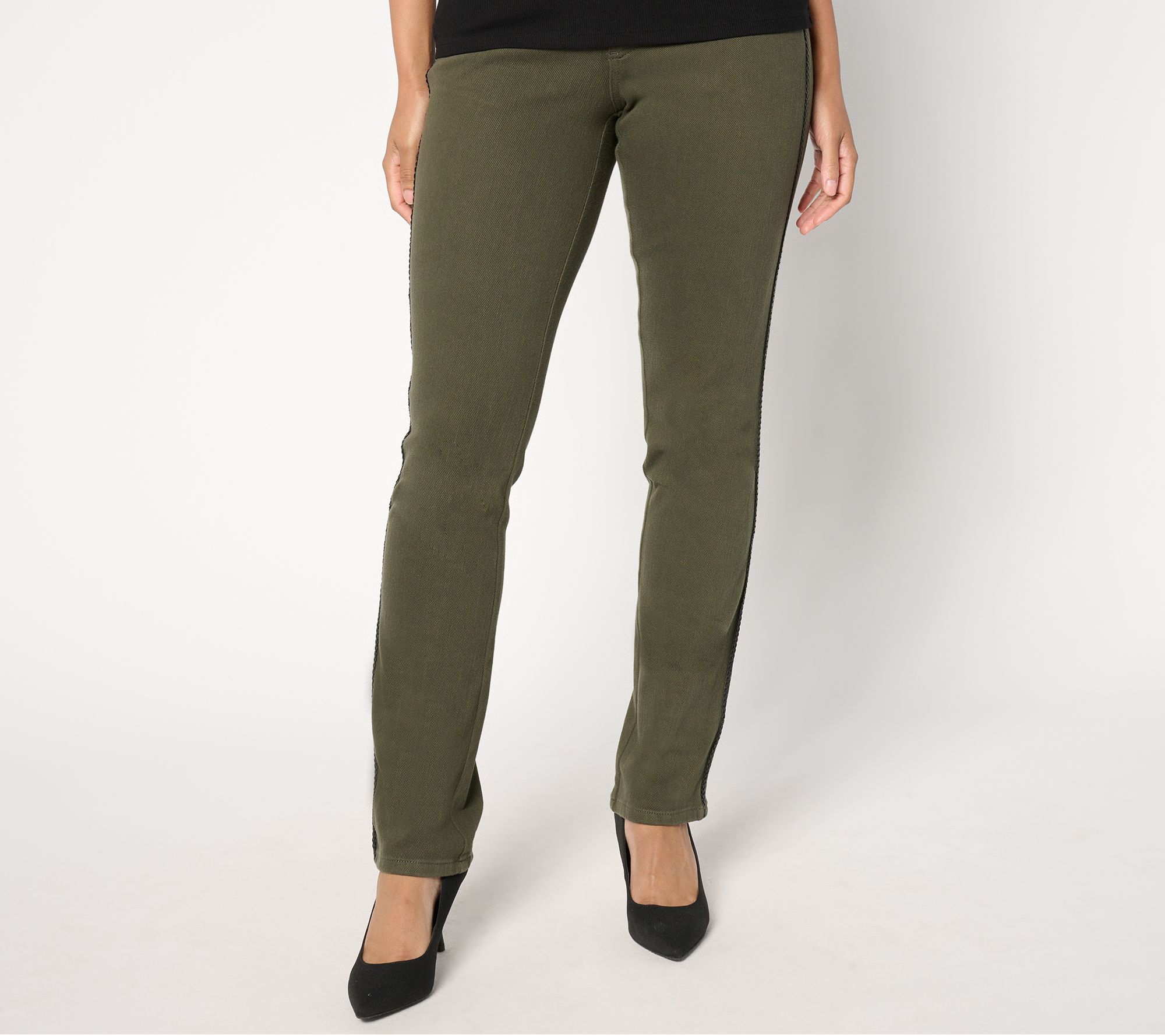 Belle by Kim Gravel Regular Flexibelle Braided Trim Straight Jean