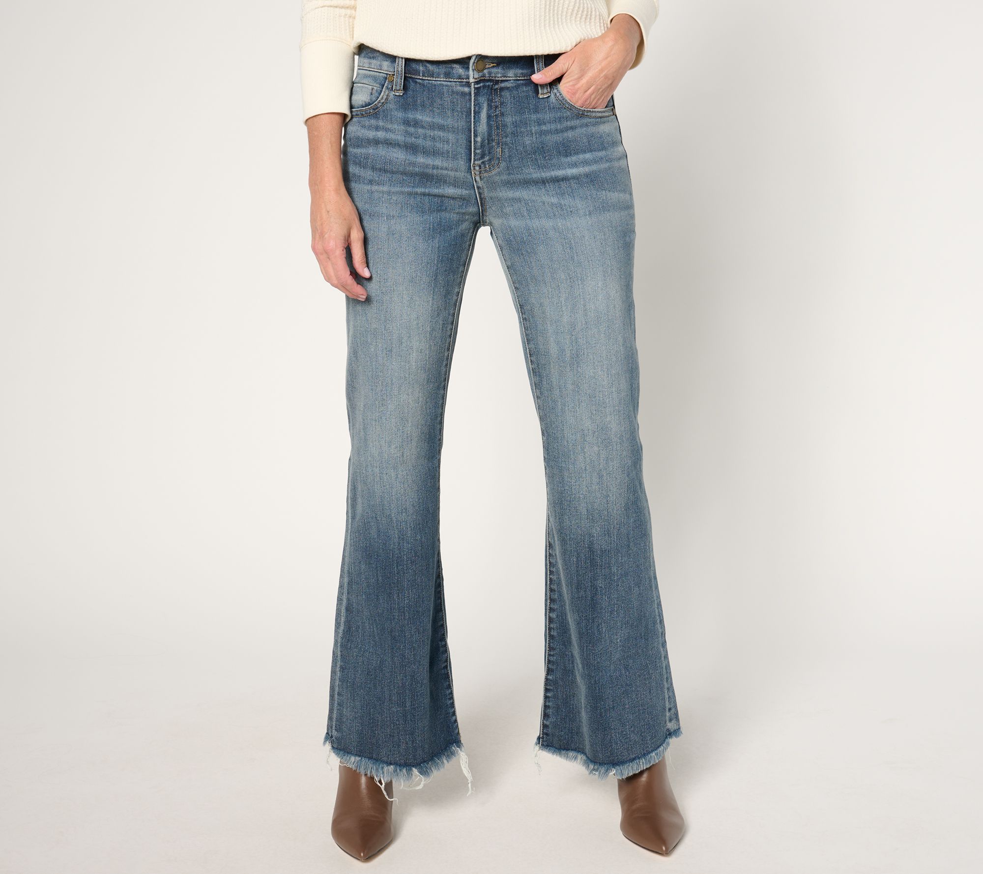 Liverpool Los Angeles Hannah Mid Rise Flare with Fray Hem