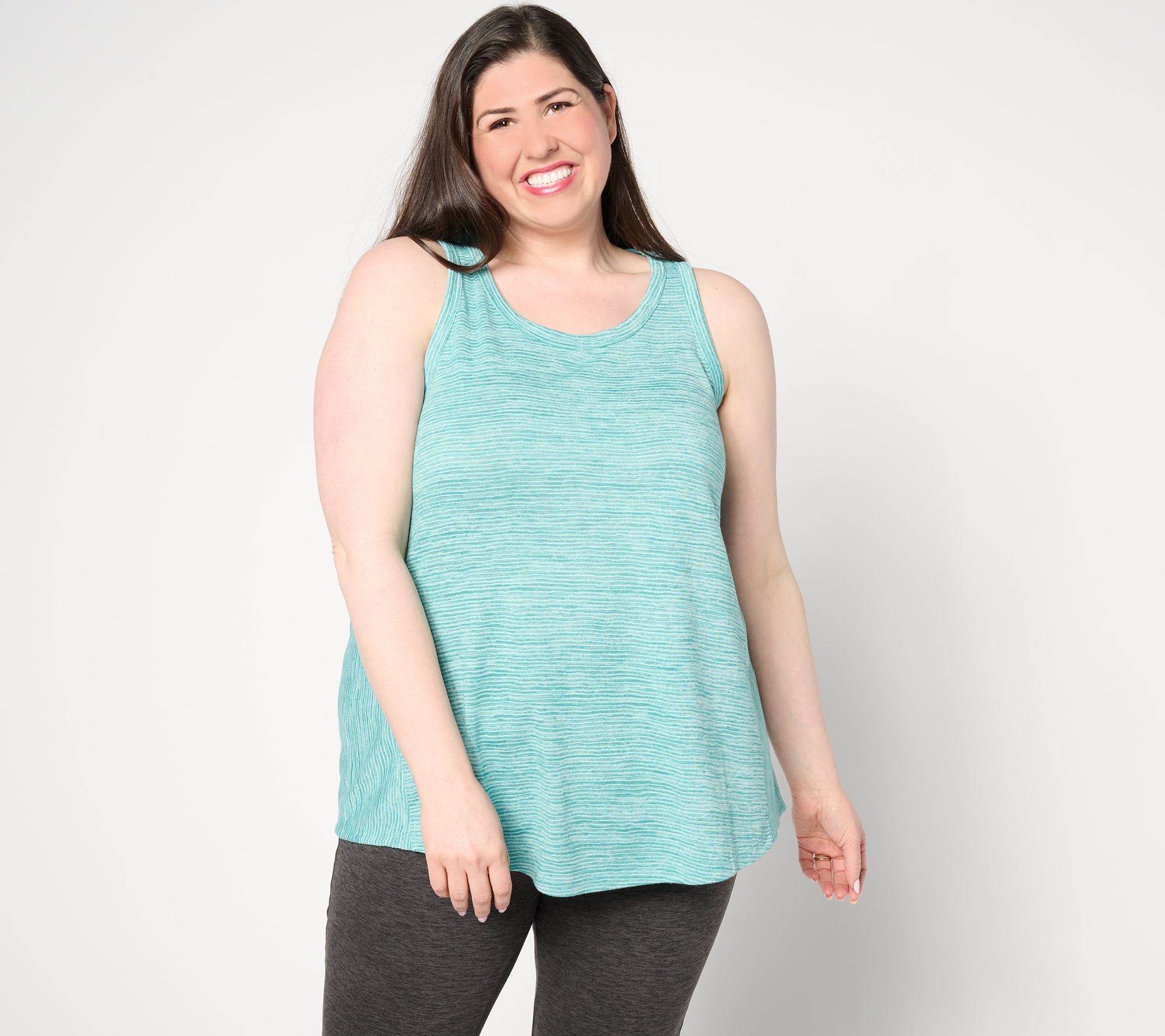 "As Is" zuda Knit Jersey Striped Swing Tank Top