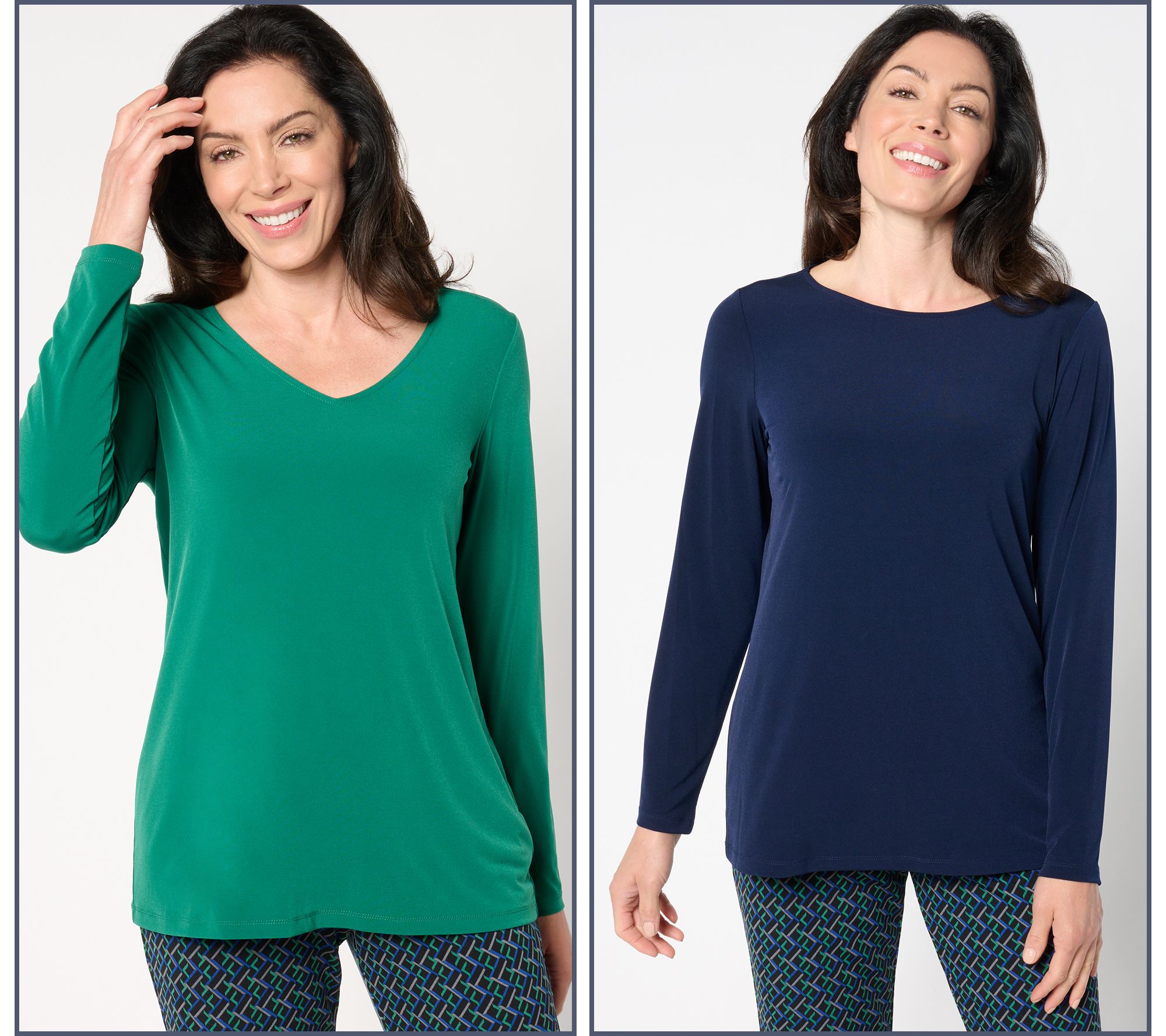 As Is Susan Graver Modern Essentials Set Of 2 Liquid Knit Tops 8824