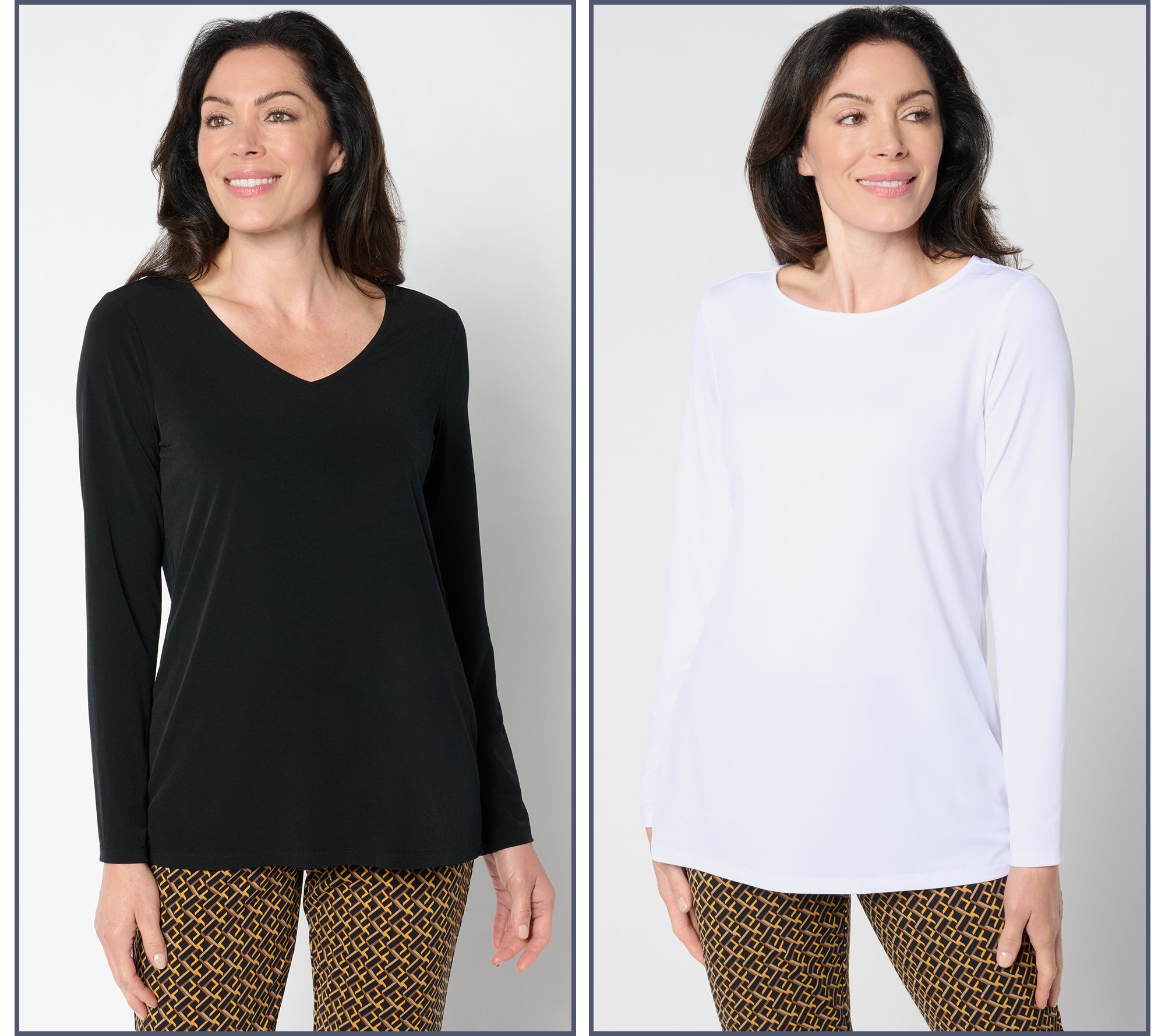 "As Is" Susan Graver Modern Essentials Set of 2 Liquid Knit Tops
