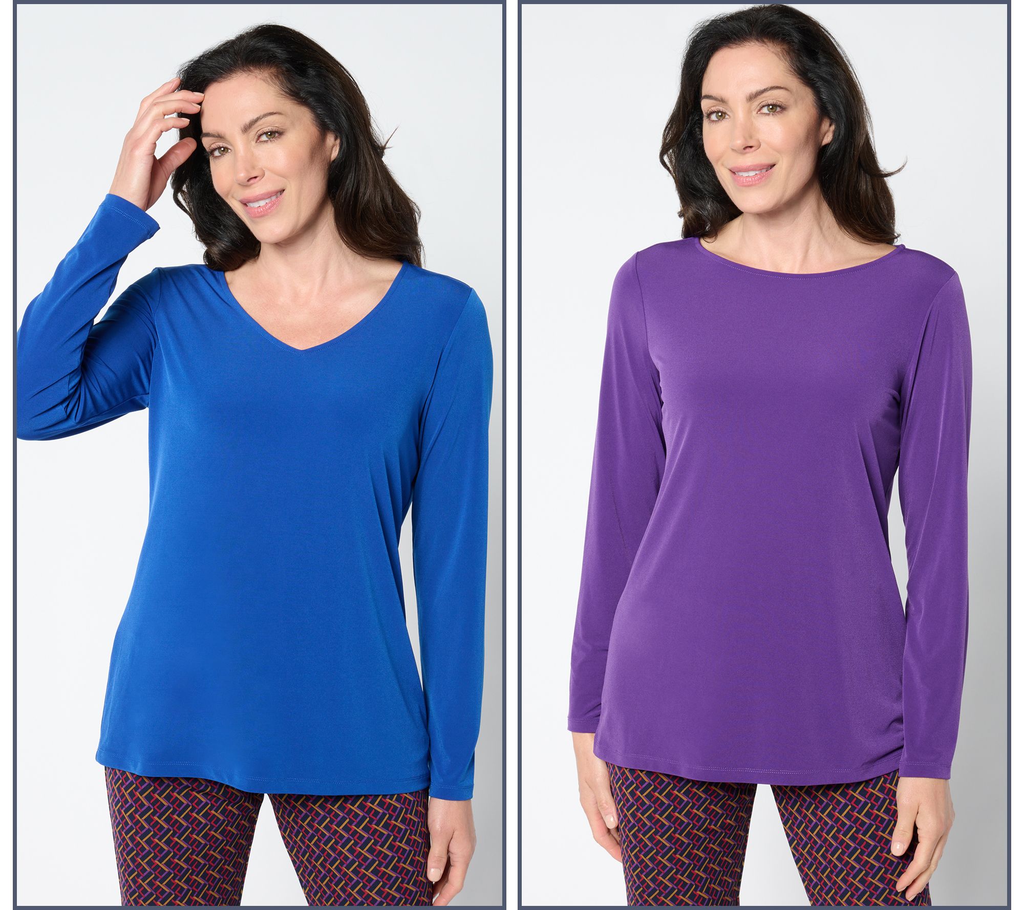 "As Is" Susan Graver Modern Essentials Set of 2 Liquid Knit Tops