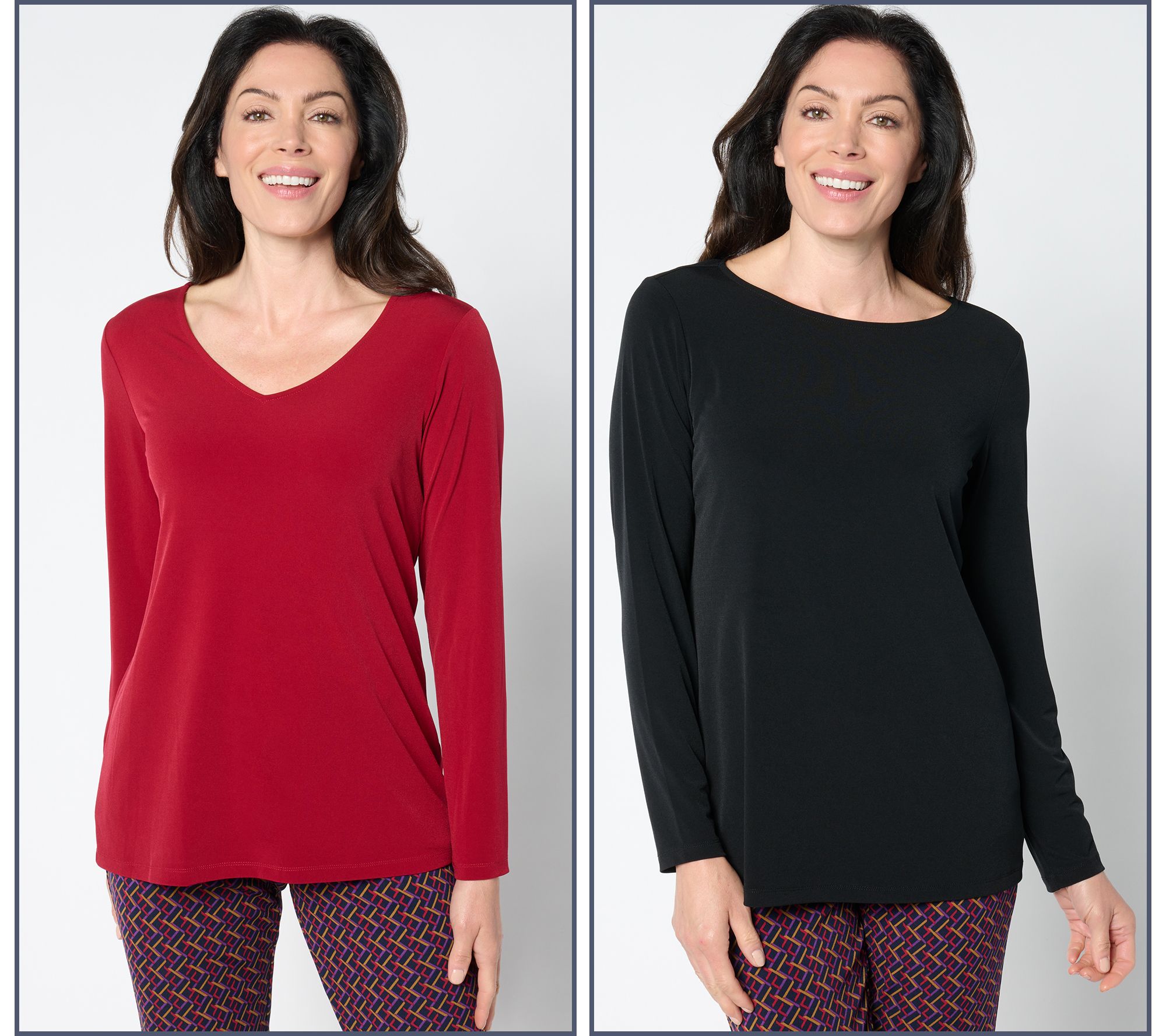 "As Is" Susan Graver Modern Essentials Set of 2 Liquid Knit Tops