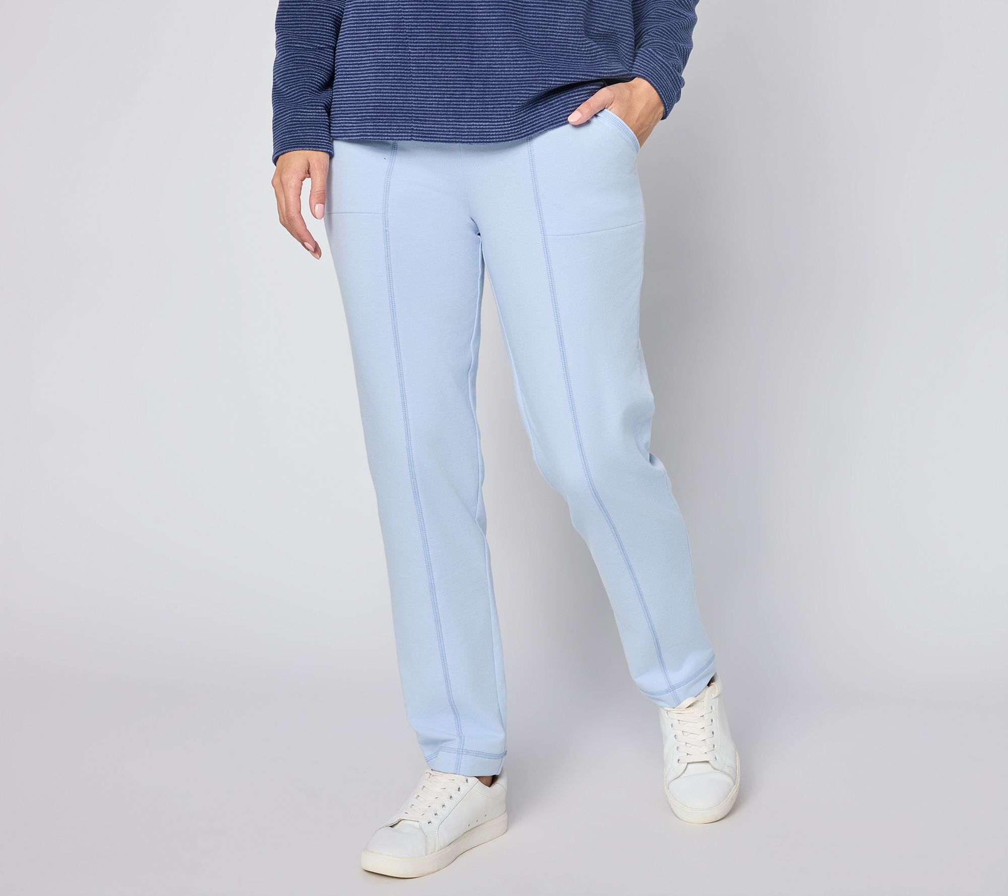 Denim & Co. Active Regular French Terry Straight Leg Pant