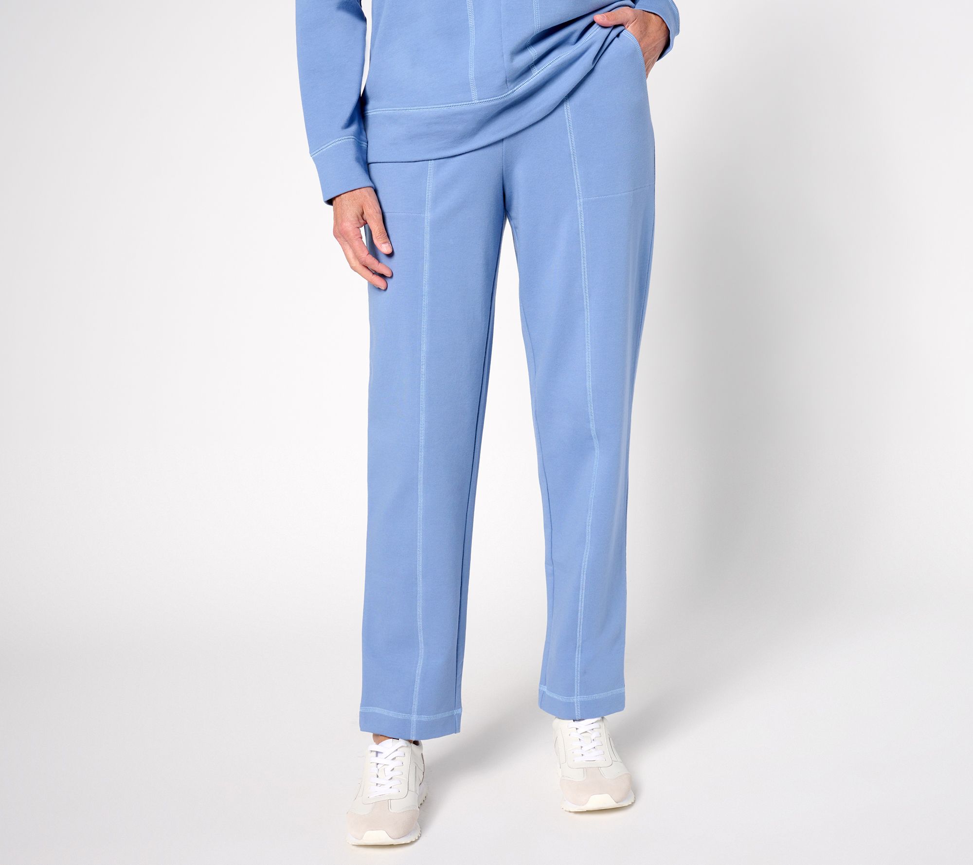 Denim & Co. Active Regular French Terry Straight Leg Pant