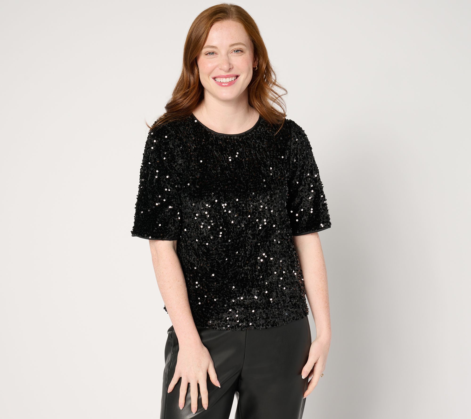"As Is" nicole by Nicole Miller Sequined Velvet Top