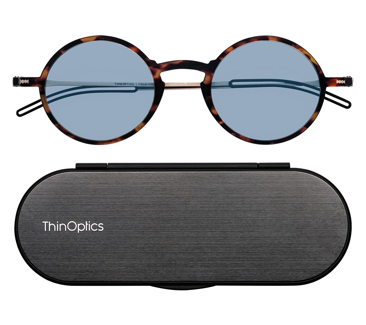 ThinOptics Blue Light Manhattan Round Readers with Case