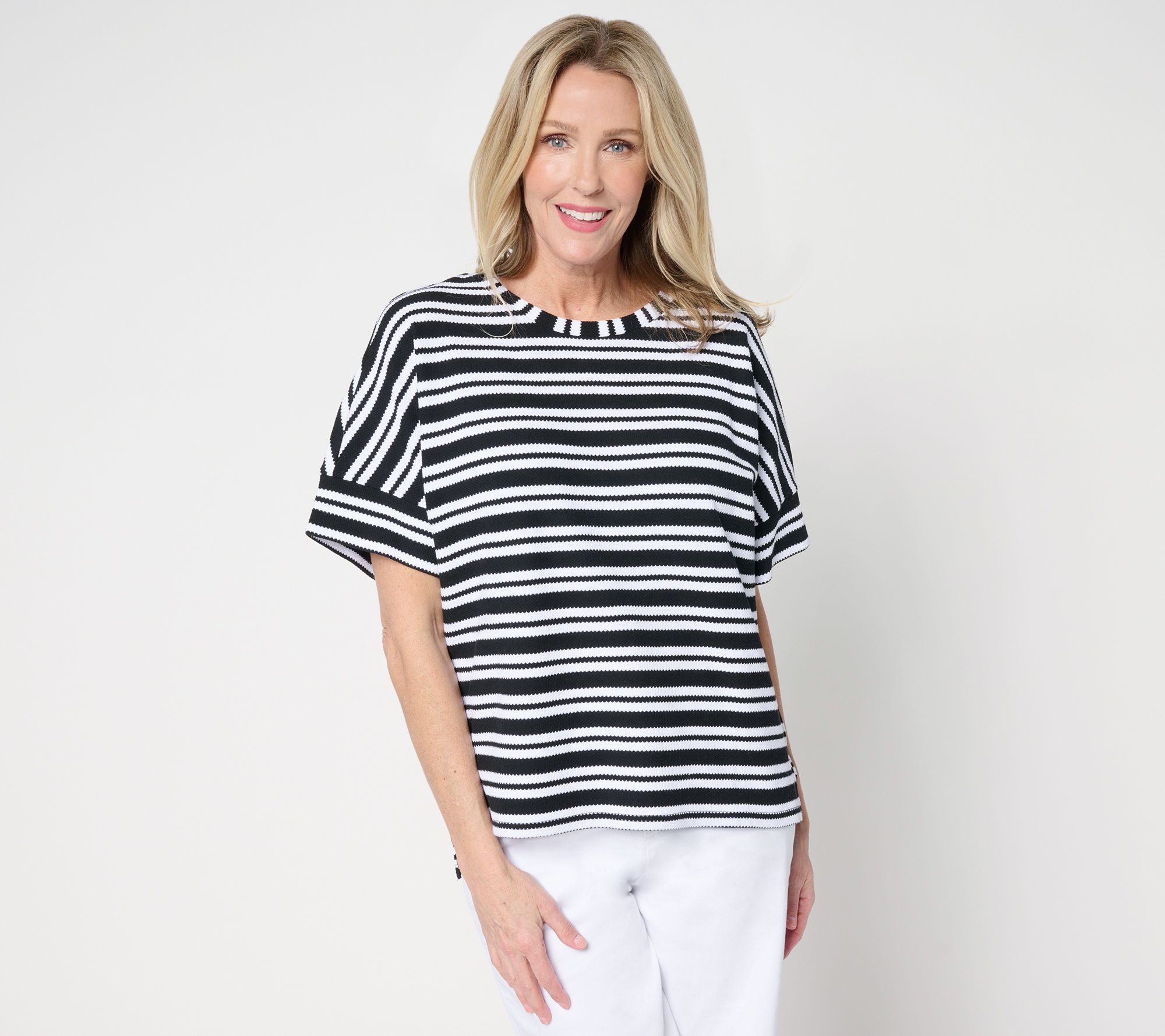 "As Is" Attitudes by Renee Regular Stripe Textured Knit Tee