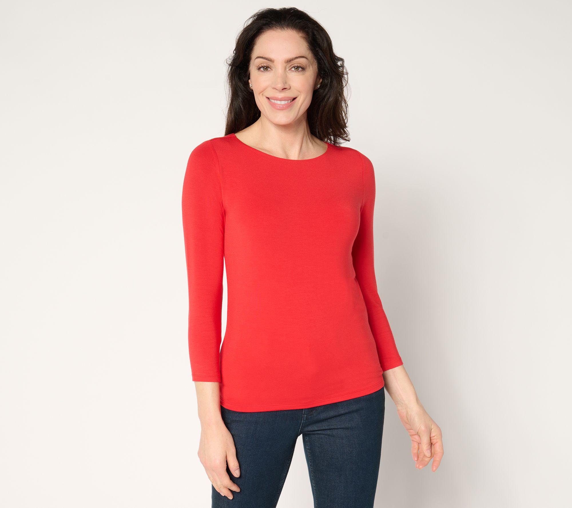 "As Is" Joan Rivers Wardrobe Builders Butter Boatneck 3/4 Sleeve Top