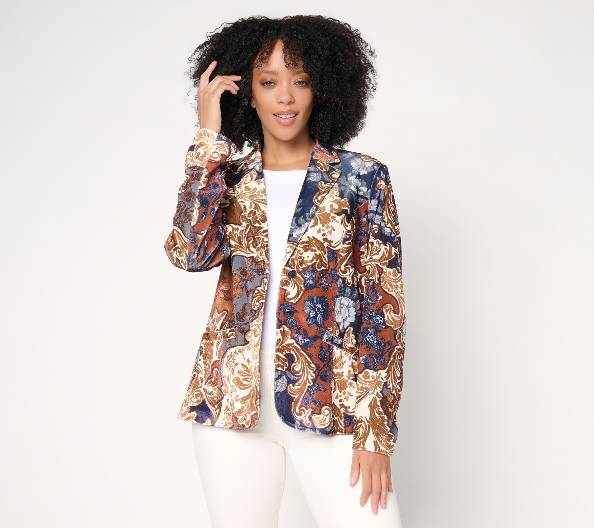 BEAUTIFUL by Lawrence Zarian The Tracey Velveteen Printed Blazer