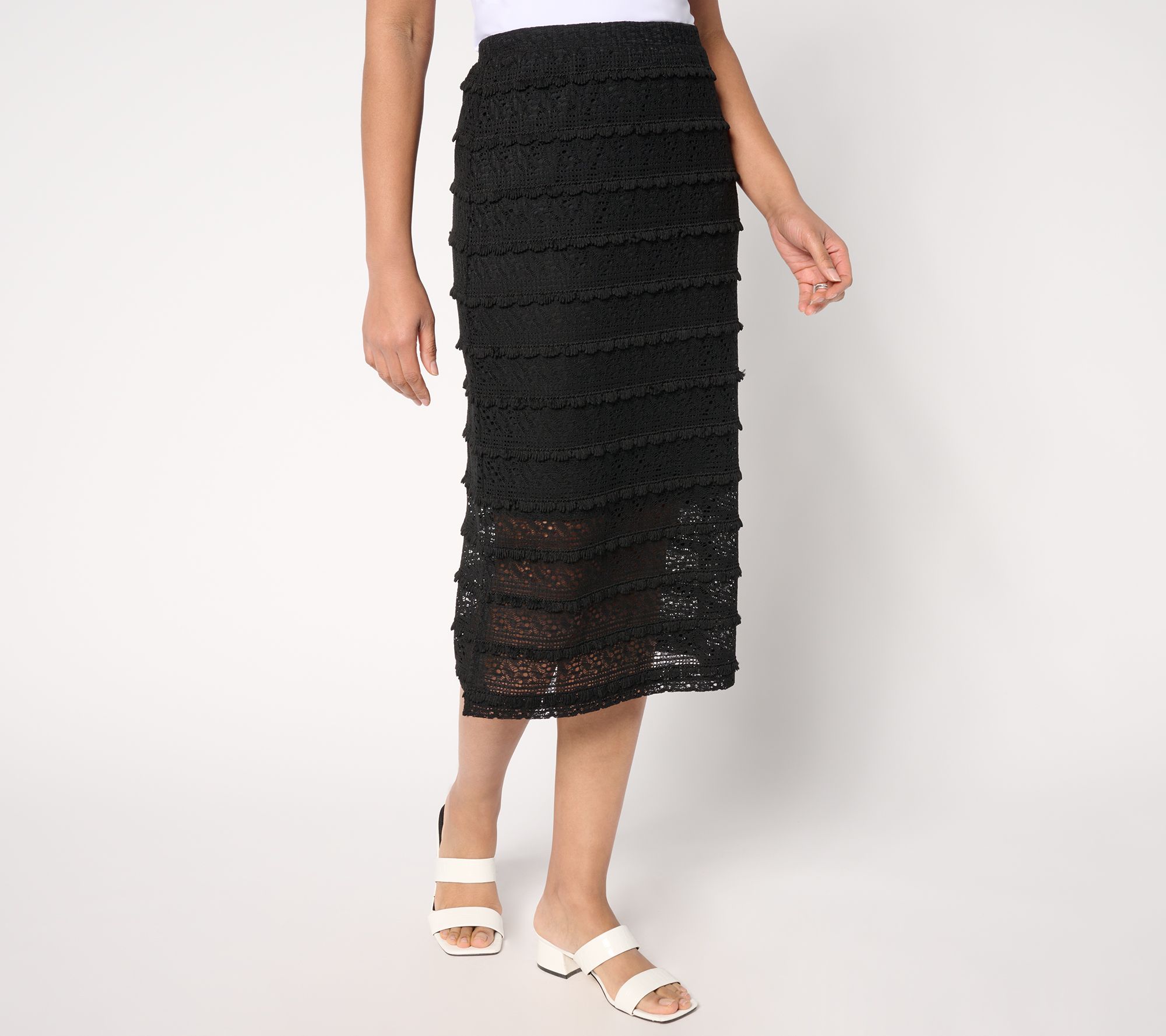 "As Is" Susan Graver Soleil Regular Novelty Knit Midi Skirt