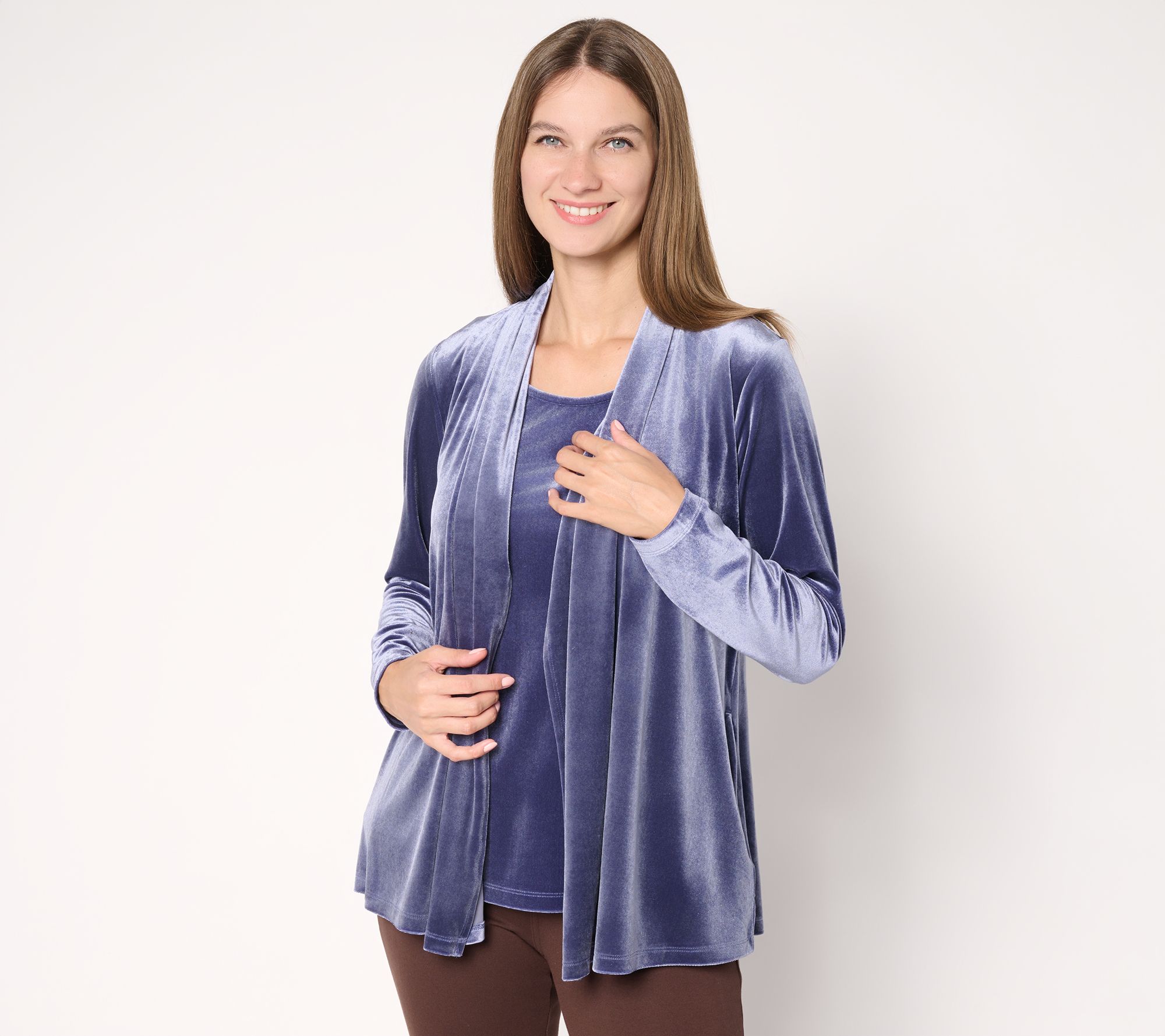Susan Graver Regular Knit Velvet Cardigan & Tank Set