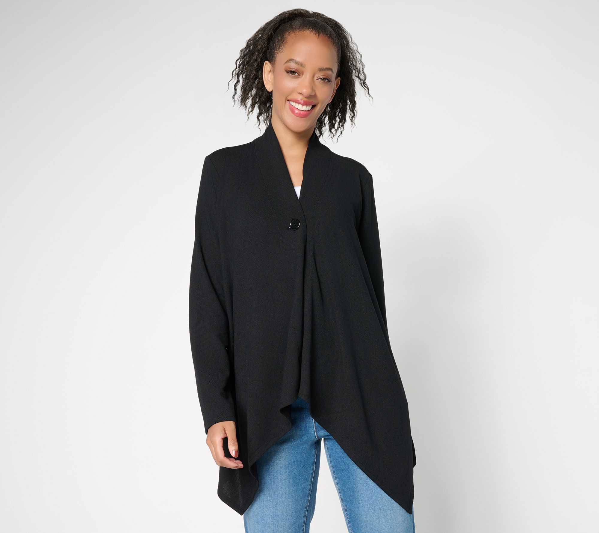Denim & Co. Essentials Heavenly Jersey Wrap Cardigan with Closure
