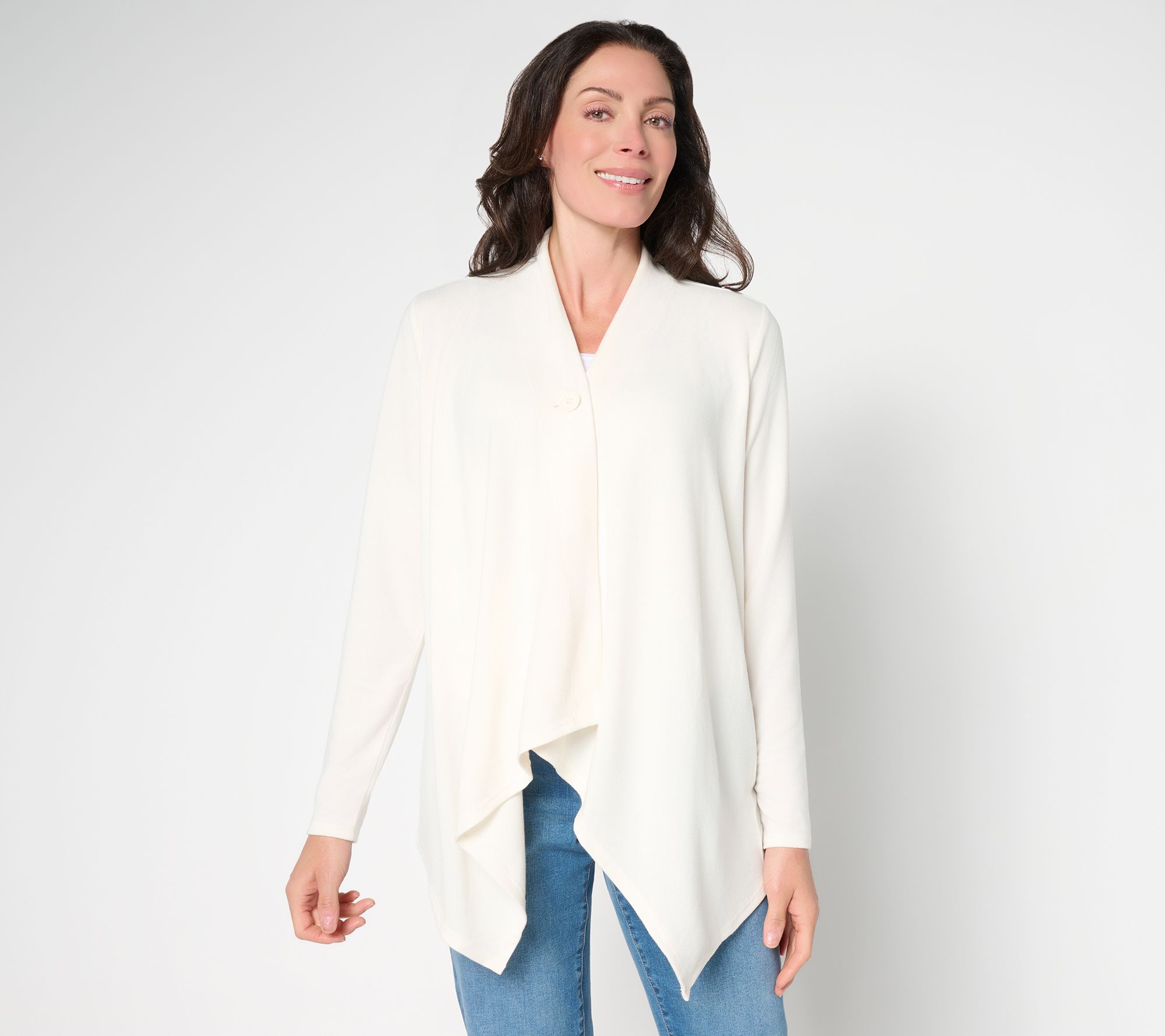 Denim & Co. Essentials Heavenly Jersey Wrap Cardigan with Closure
