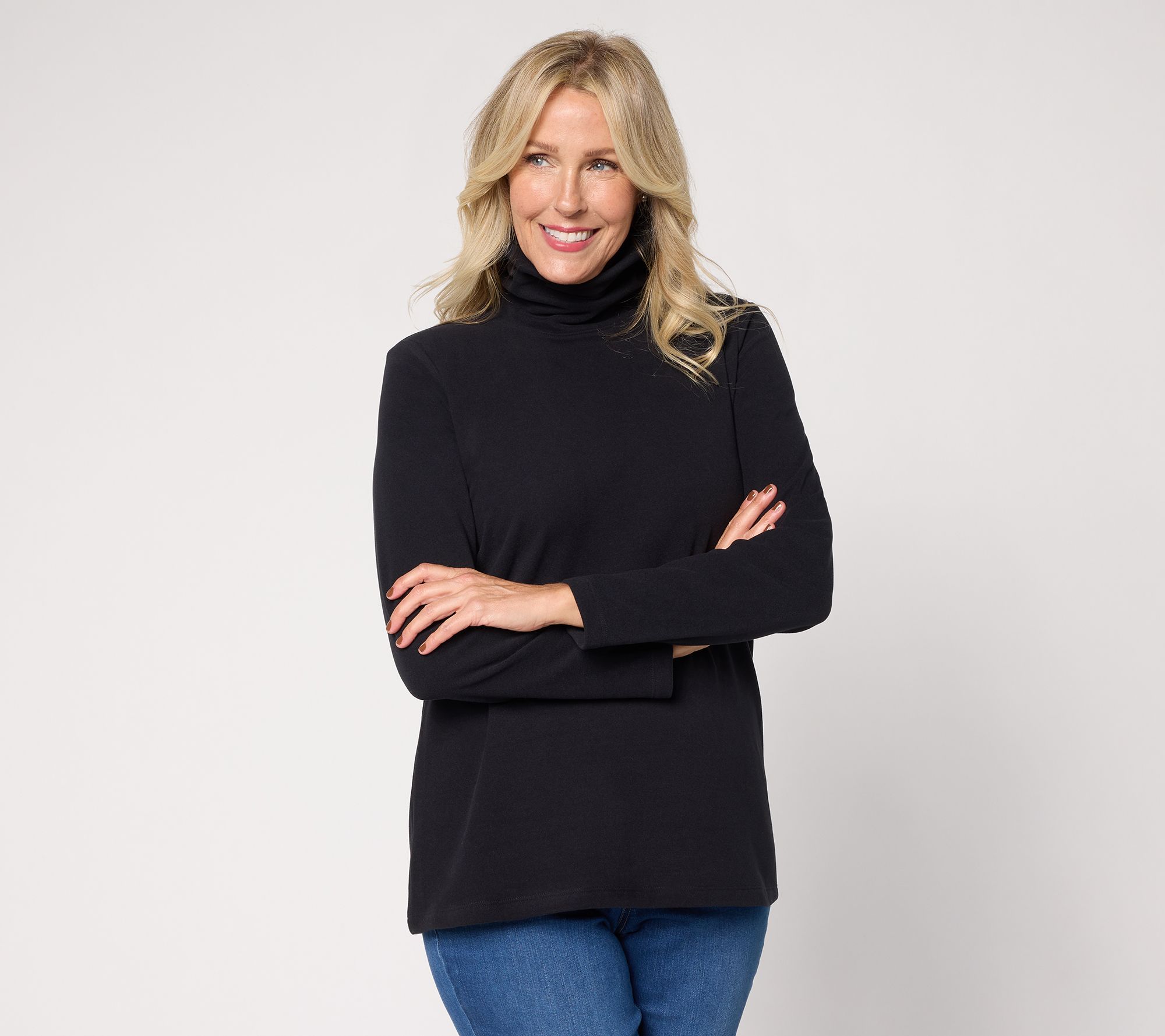 Denim & Co. Essentials Interlock Turtleneck Top