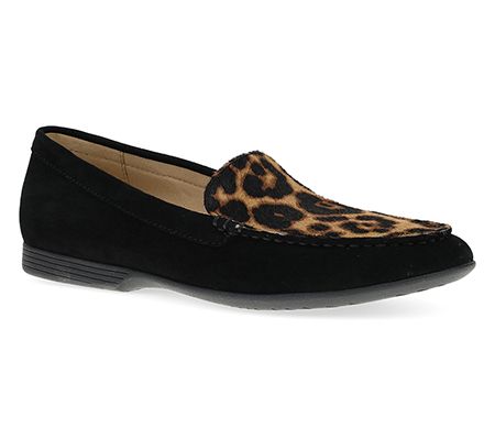 Dansko Lorri Black/Leopard Suede Loafer